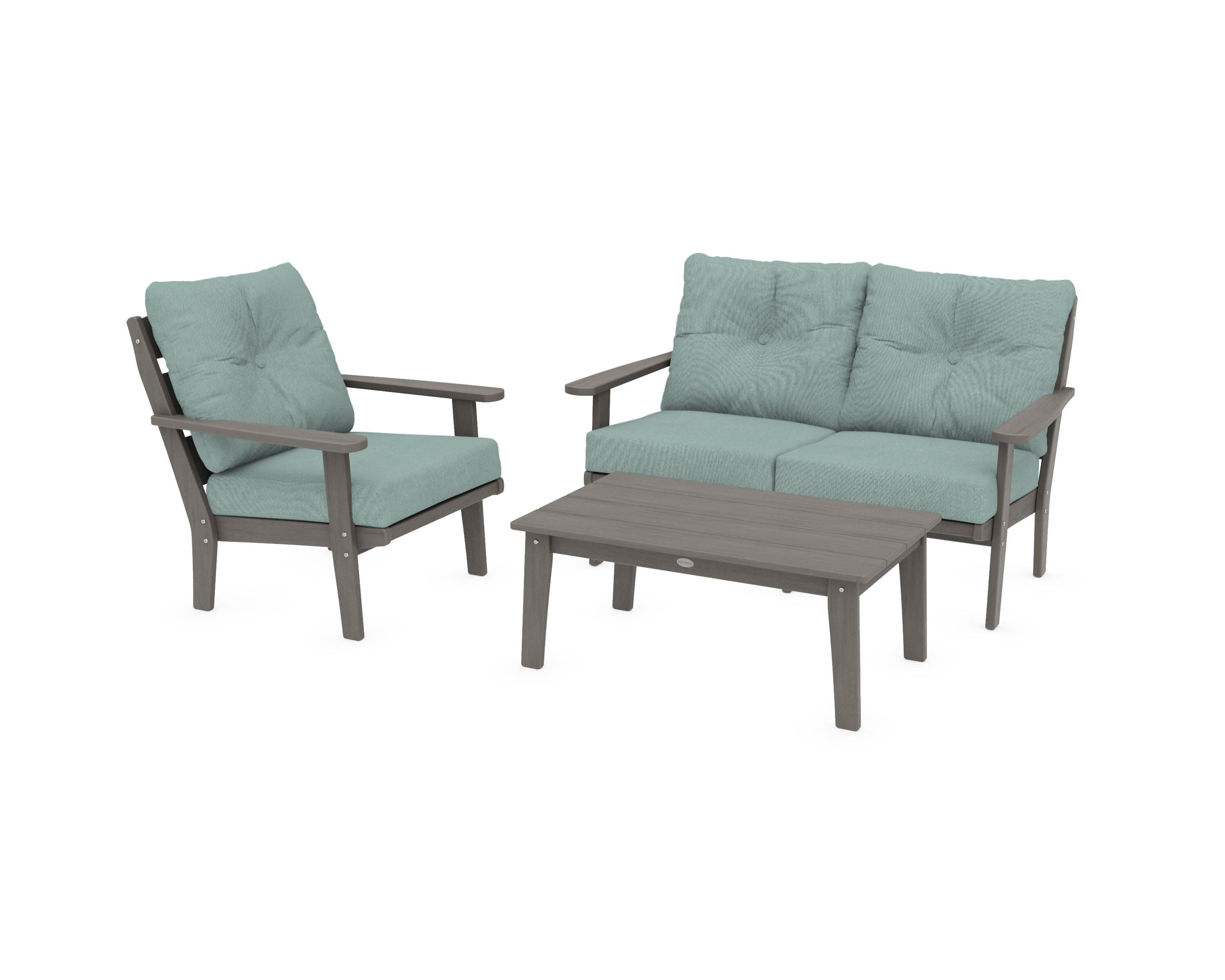 Lakeside 3-Piece Deep Seating Set in Driftwood / Glacier Spa