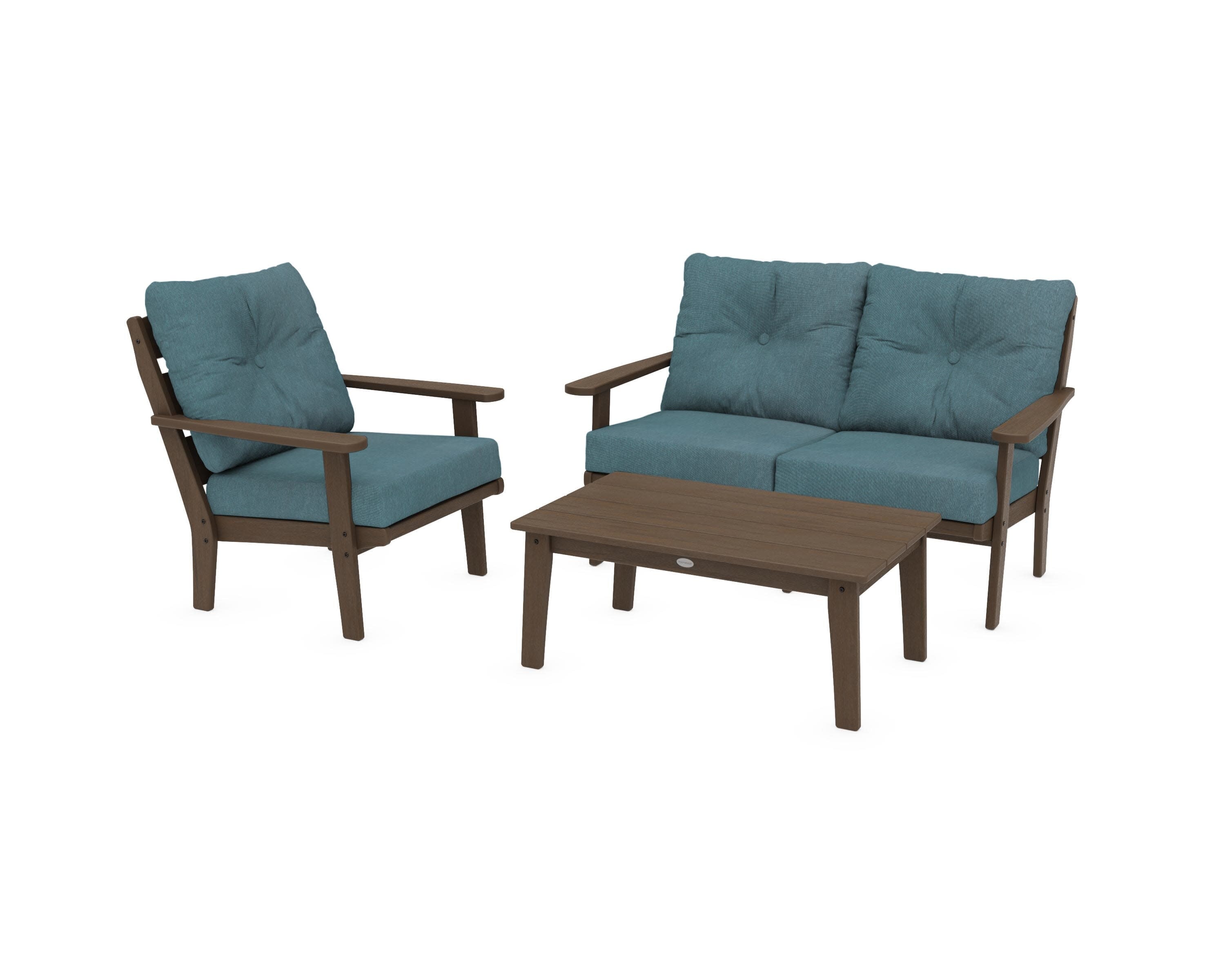 Lakeside 3-Piece Deep Seating Set in Kona / Ocean Teal