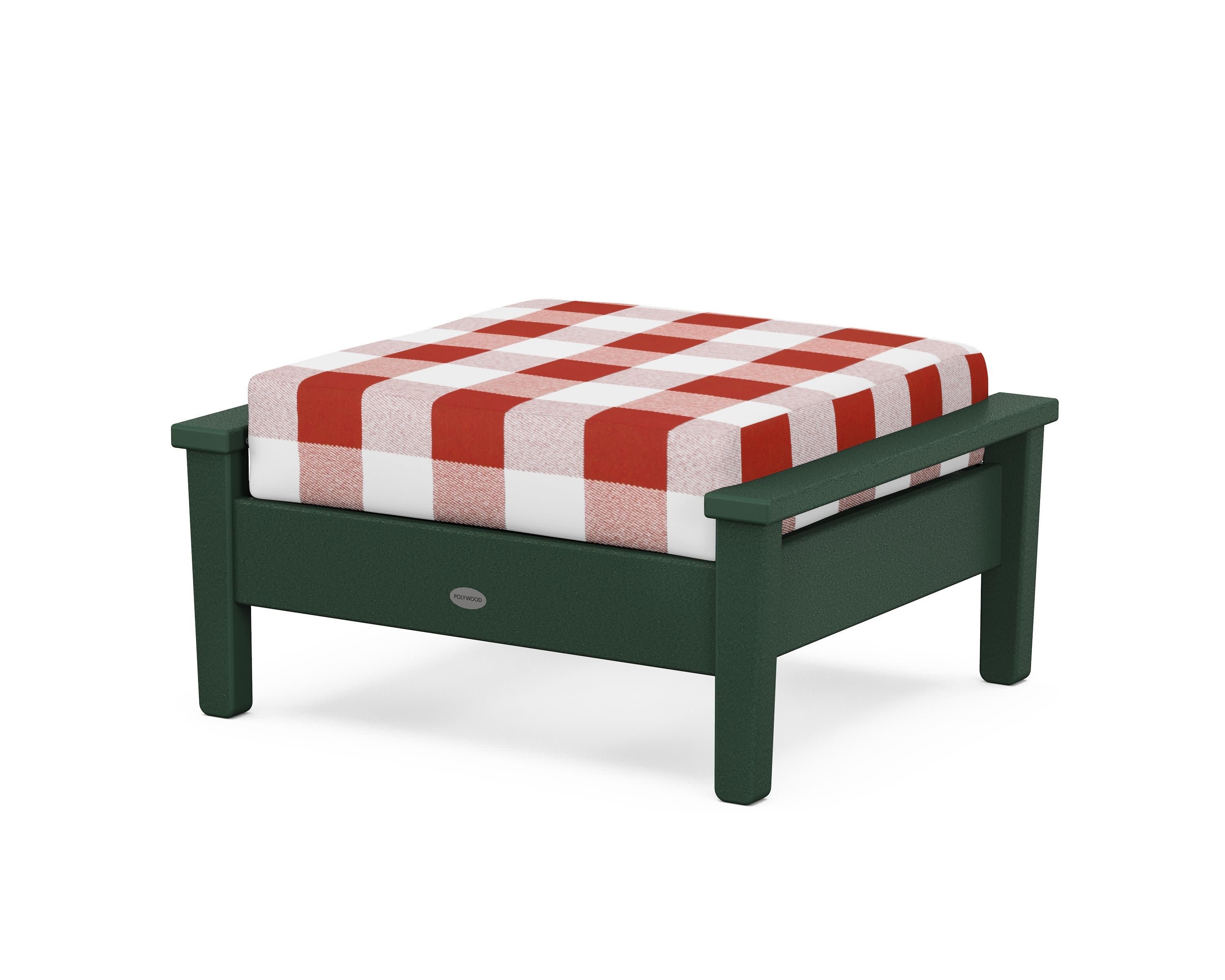 Prescott Deep Seating Ottoman in Green / Buffalo Plaid Crimson