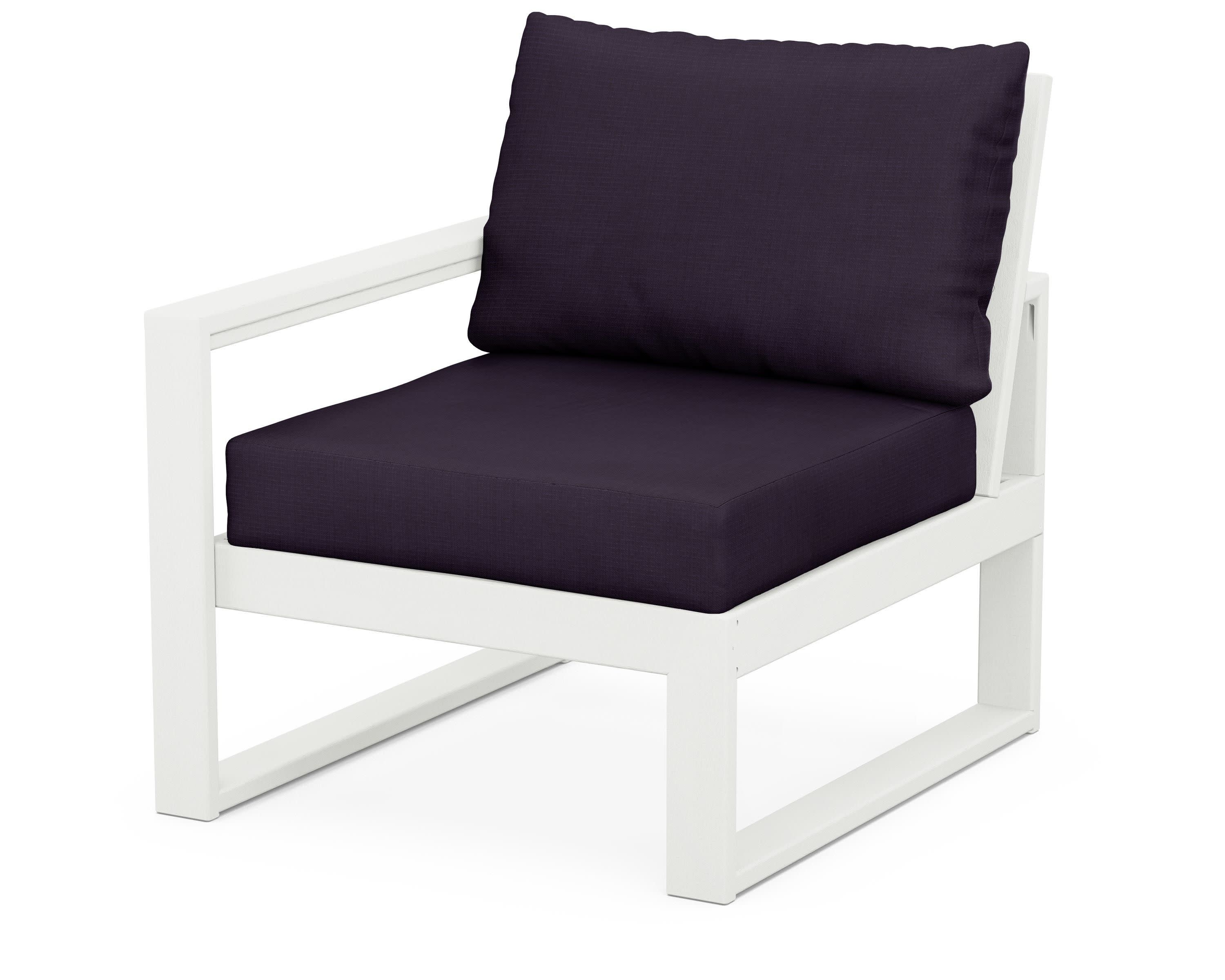 EDGE Modular Left Arm Chair in Vintage White / Navy Linen
