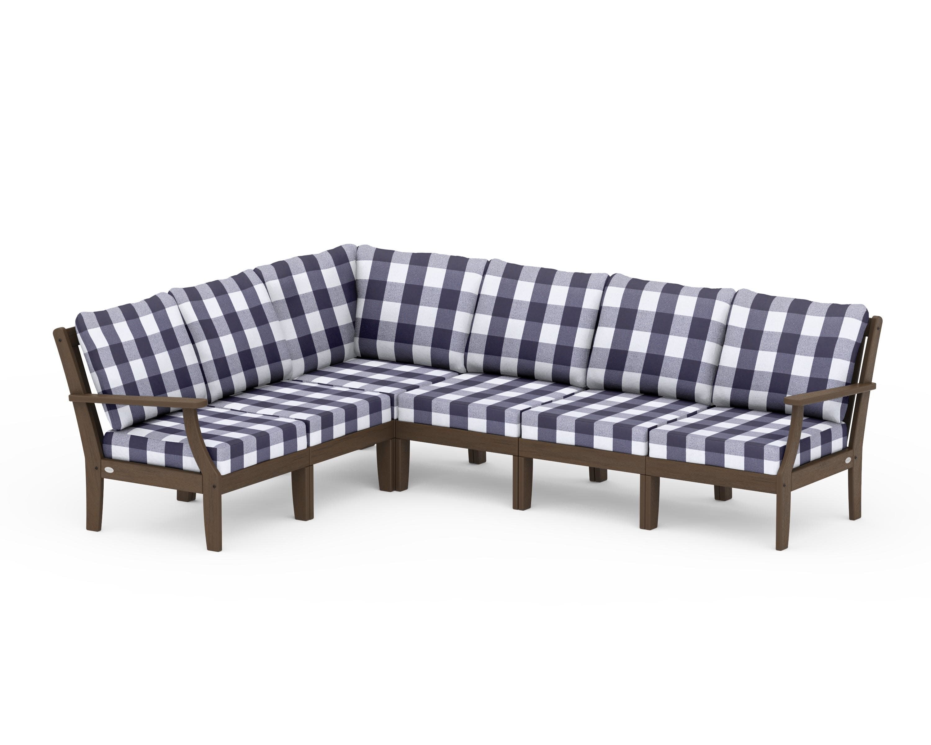 Braxton Modular 6-Piece Deep Seating Set in Kona / Buffalo Plaid Navy