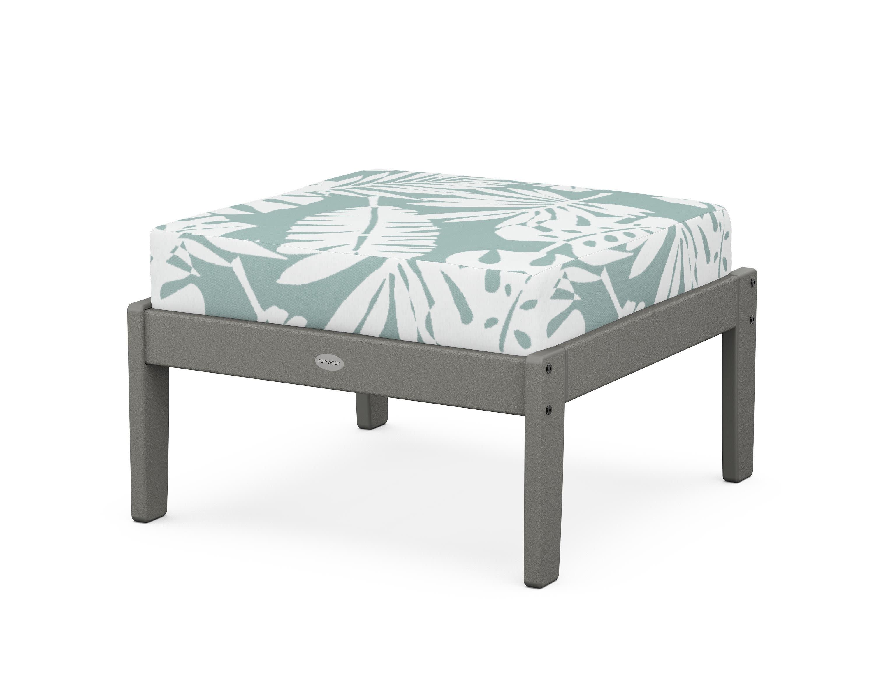 Braxton Deep Seating Ottoman in Slate Grey / Leaf Glacier Spa