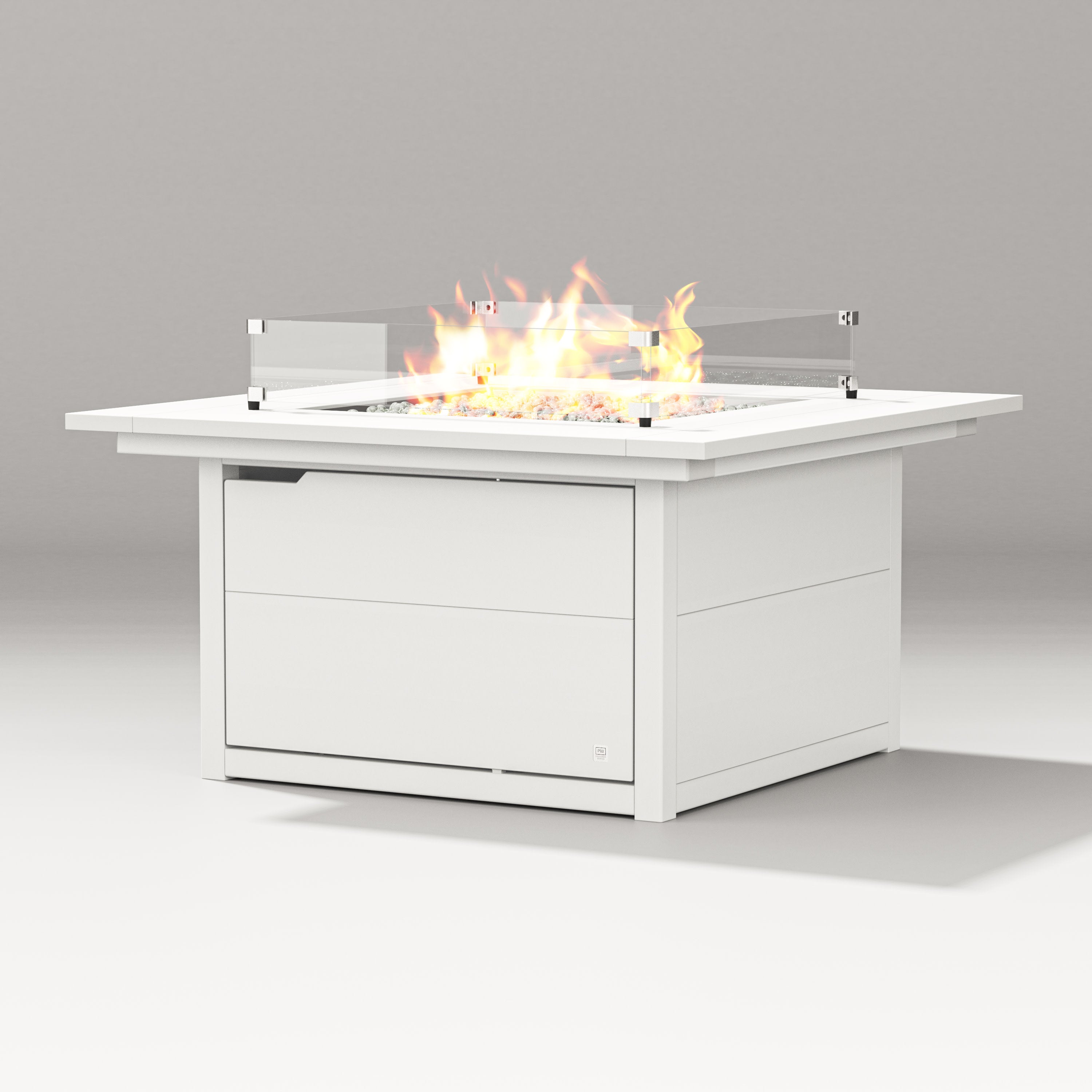 Cube Fire Table in Vintage White