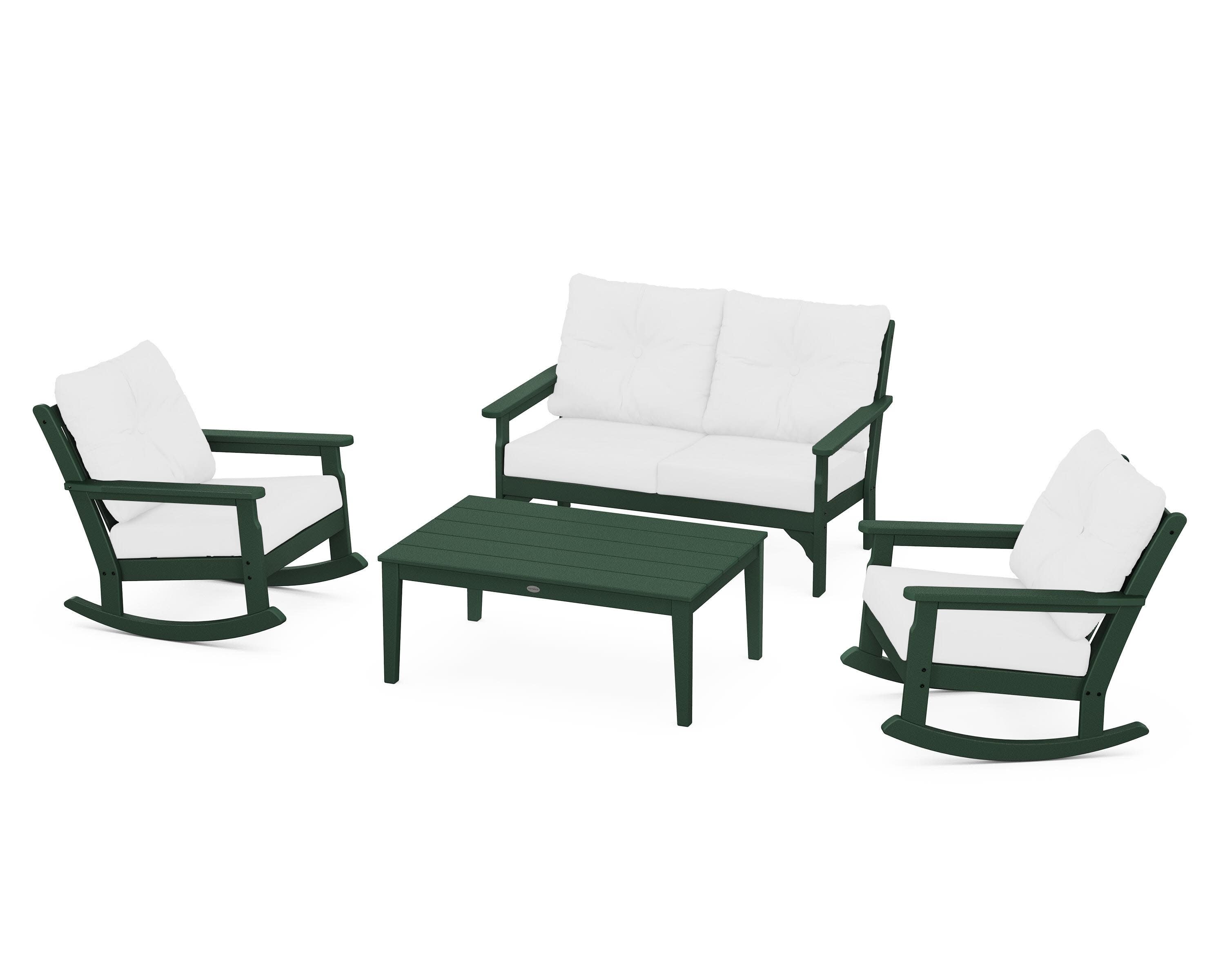 Vineyard 4-Piece Deep Seating Rocking Chair Set in Green / Natural