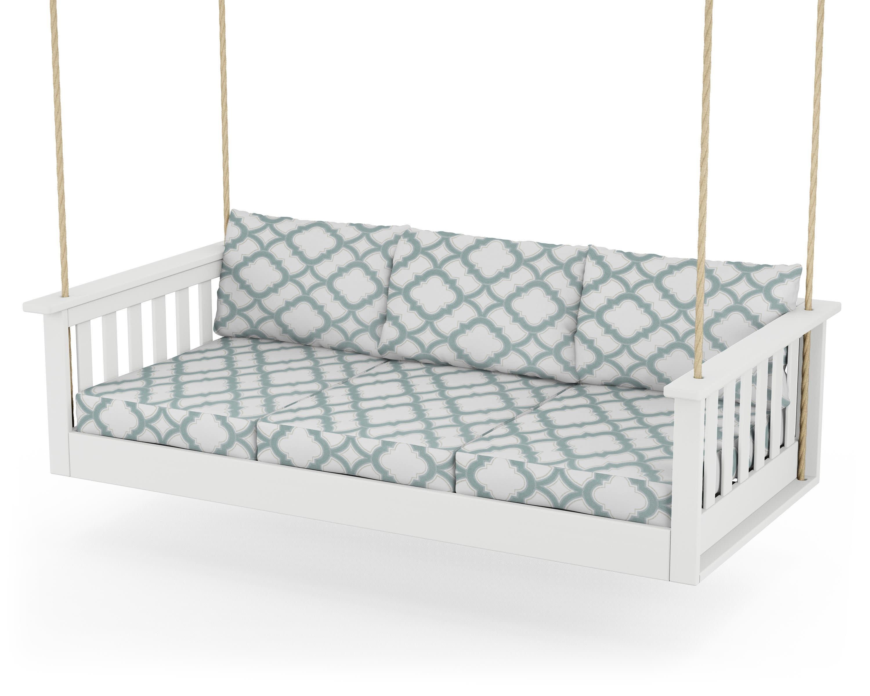 Vineyard Daybed Swing in White / Trellis Glacier Spa