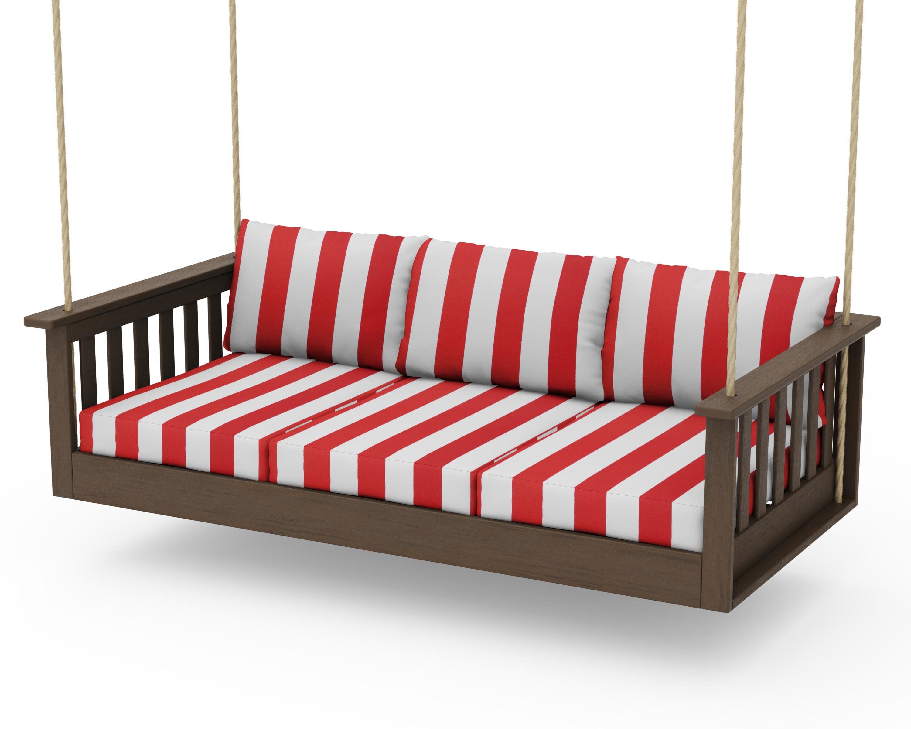 Vineyard Daybed Swing in Kona / Cabana Stripe Crimson