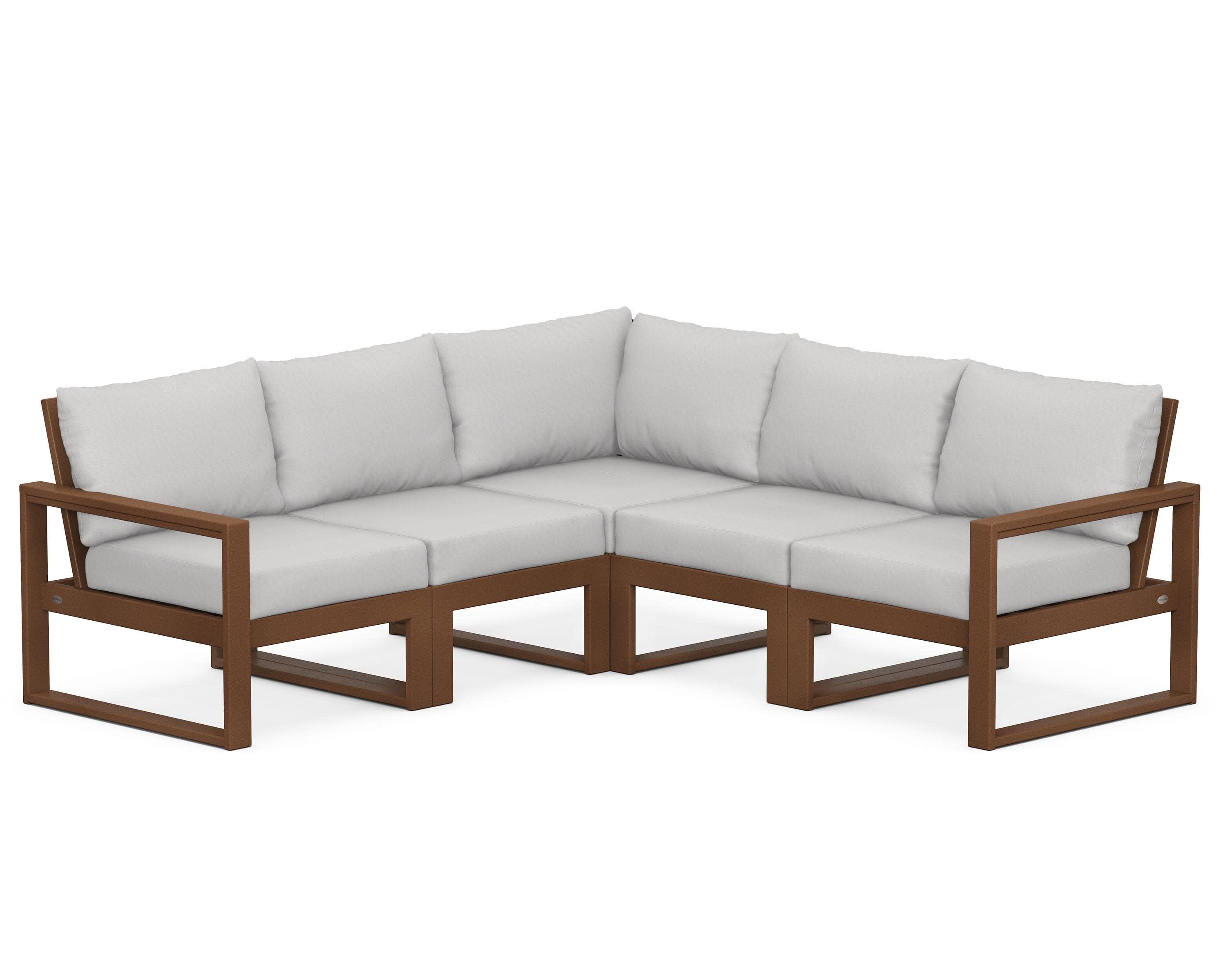 EDGE 5-Piece Modular Deep Seating Set in Teak / Diamond in the Rough