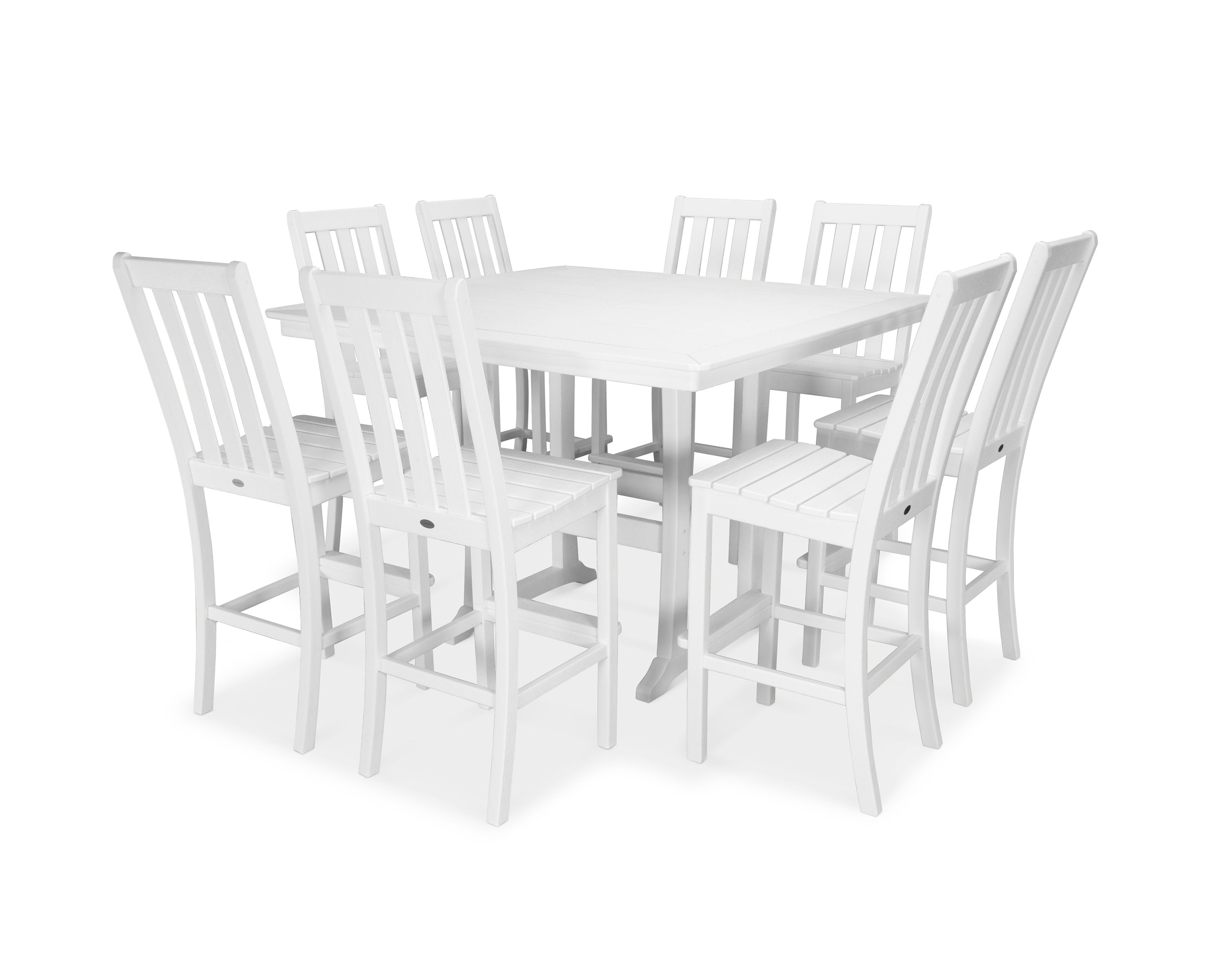 Vineyard 9-Piece Nautical Trestle Bar Set in White