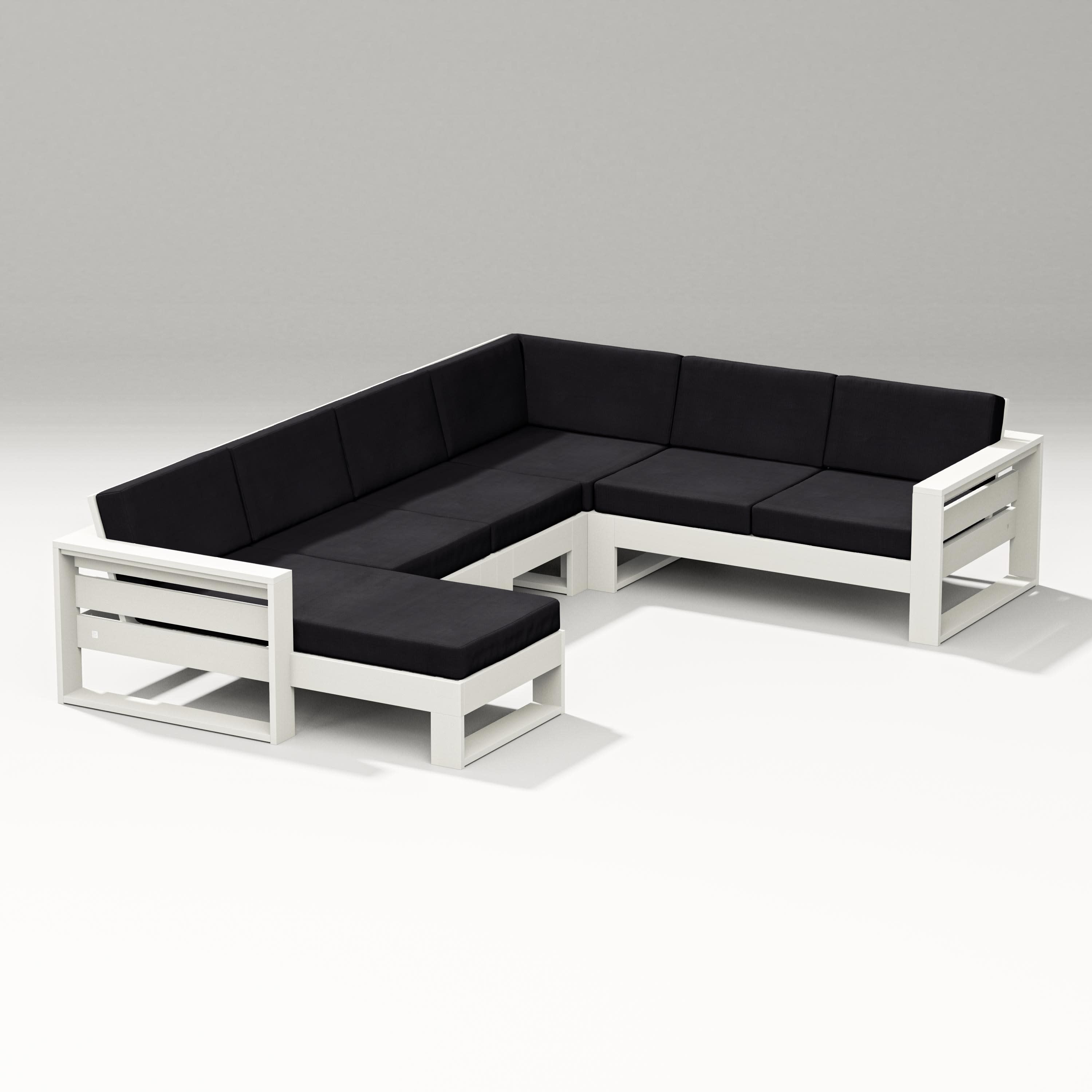Latitude Corner Sectional with Left Chaise in Vintage White / Midnight Linen