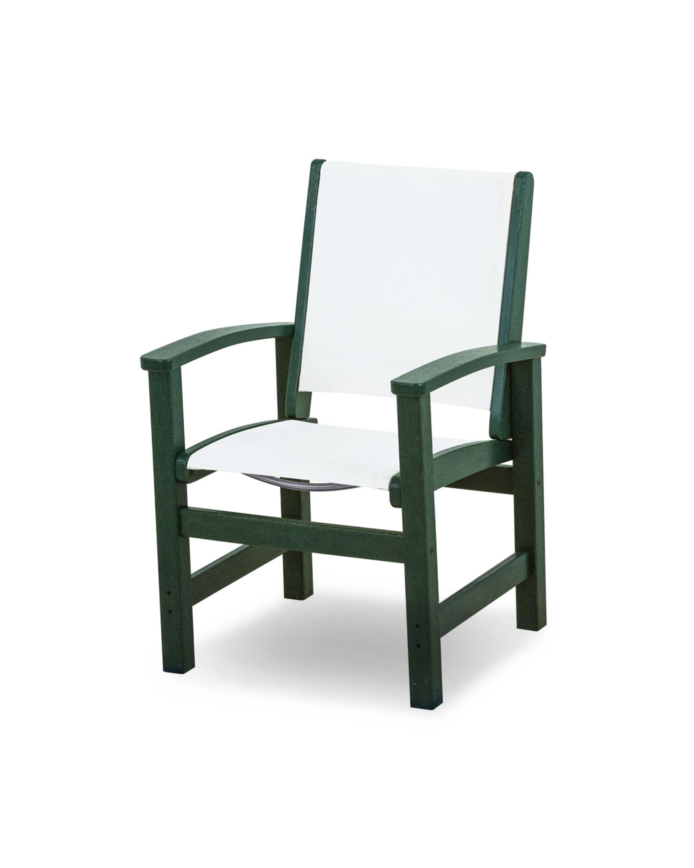 Coastal Dining Chair in Green / White Sling