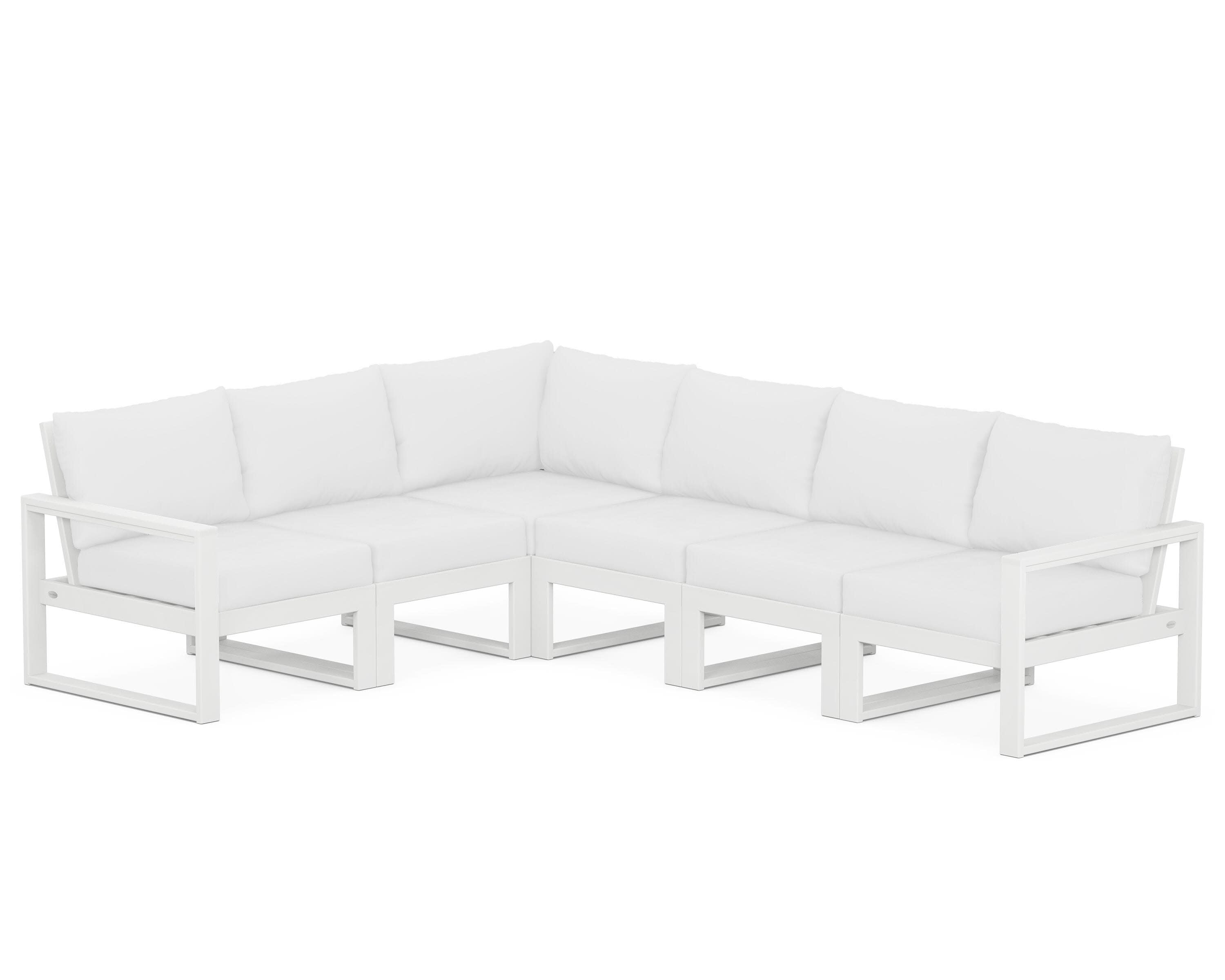 EDGE 6-Piece Modular Deep Seating Set in White / Natural