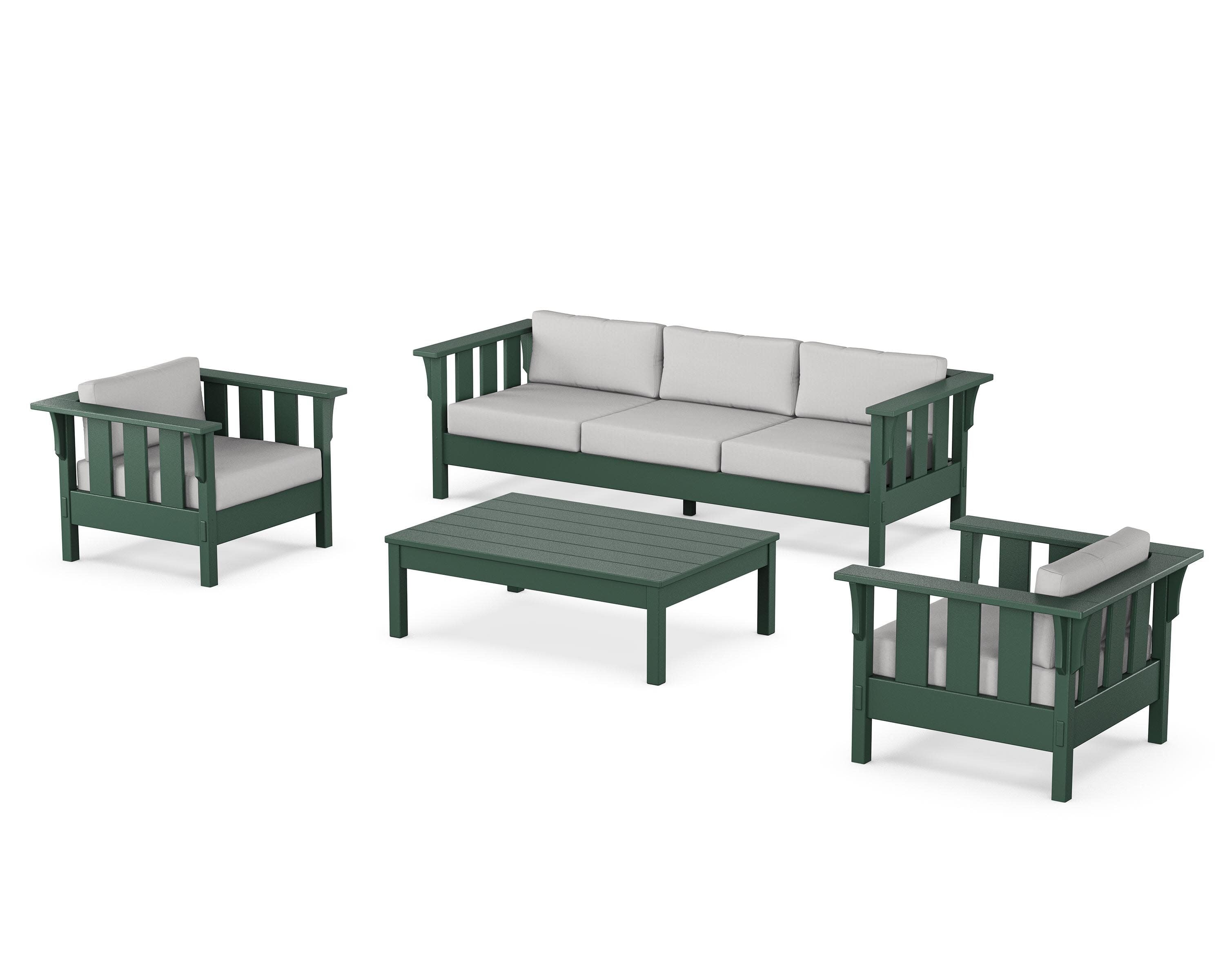 Acadia 4-Piece Deep Seating Set with Sofa in Green / Diamond in the Rough