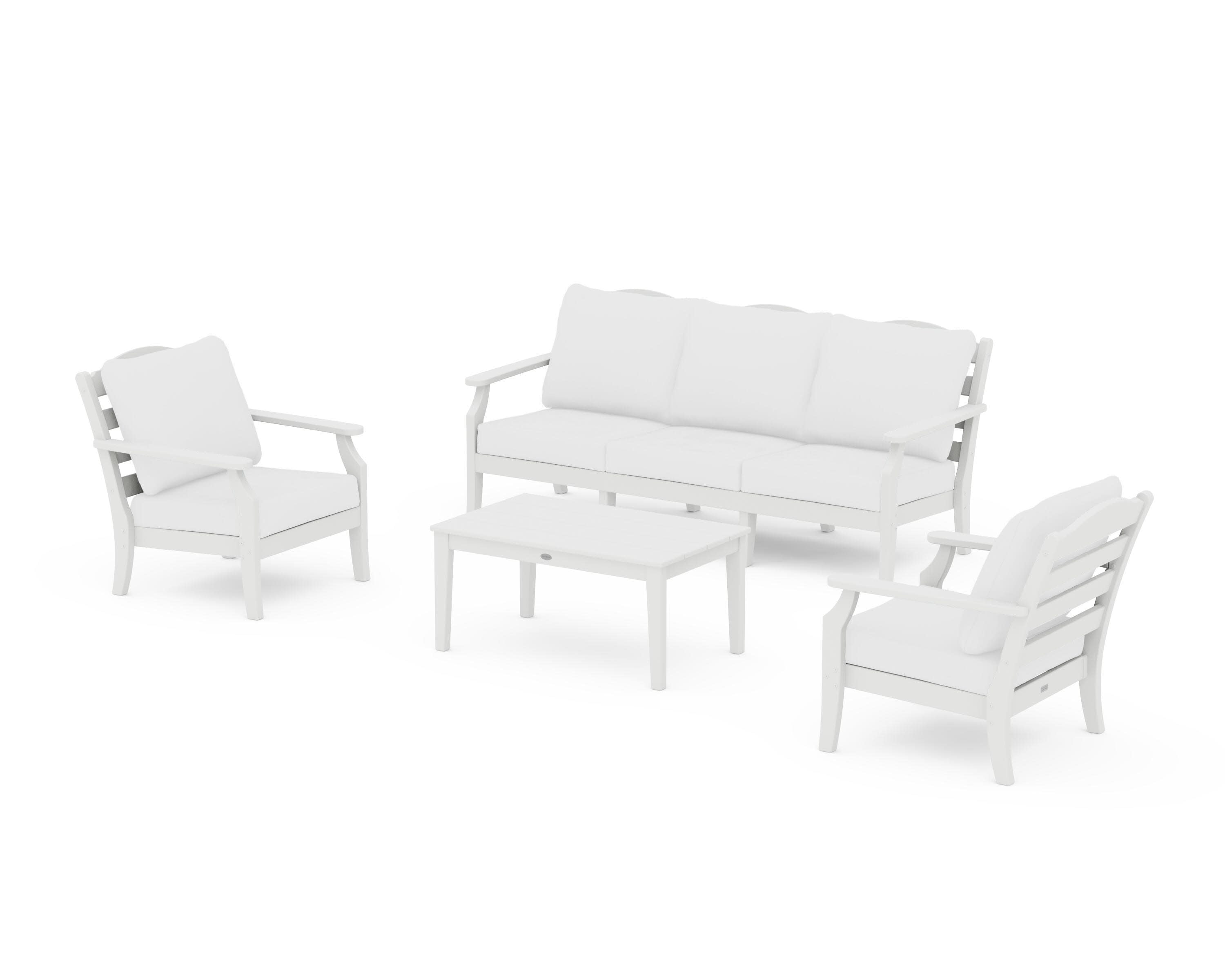 Savannah 4-Piece Deep Seating Set with Sofa in White / Natural