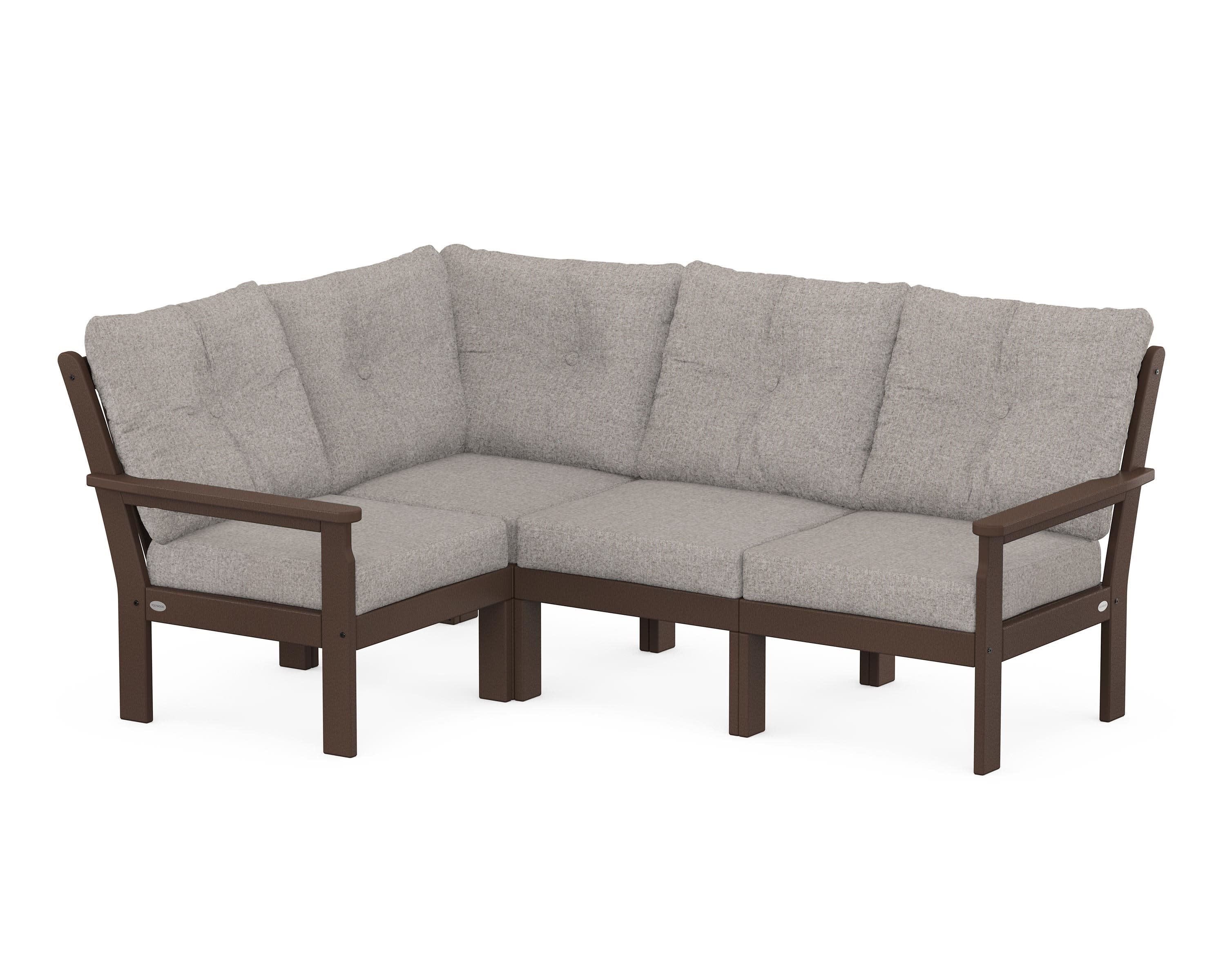 Vineyard 4-Piece Sectional in Mahogany / Weathered Tweed