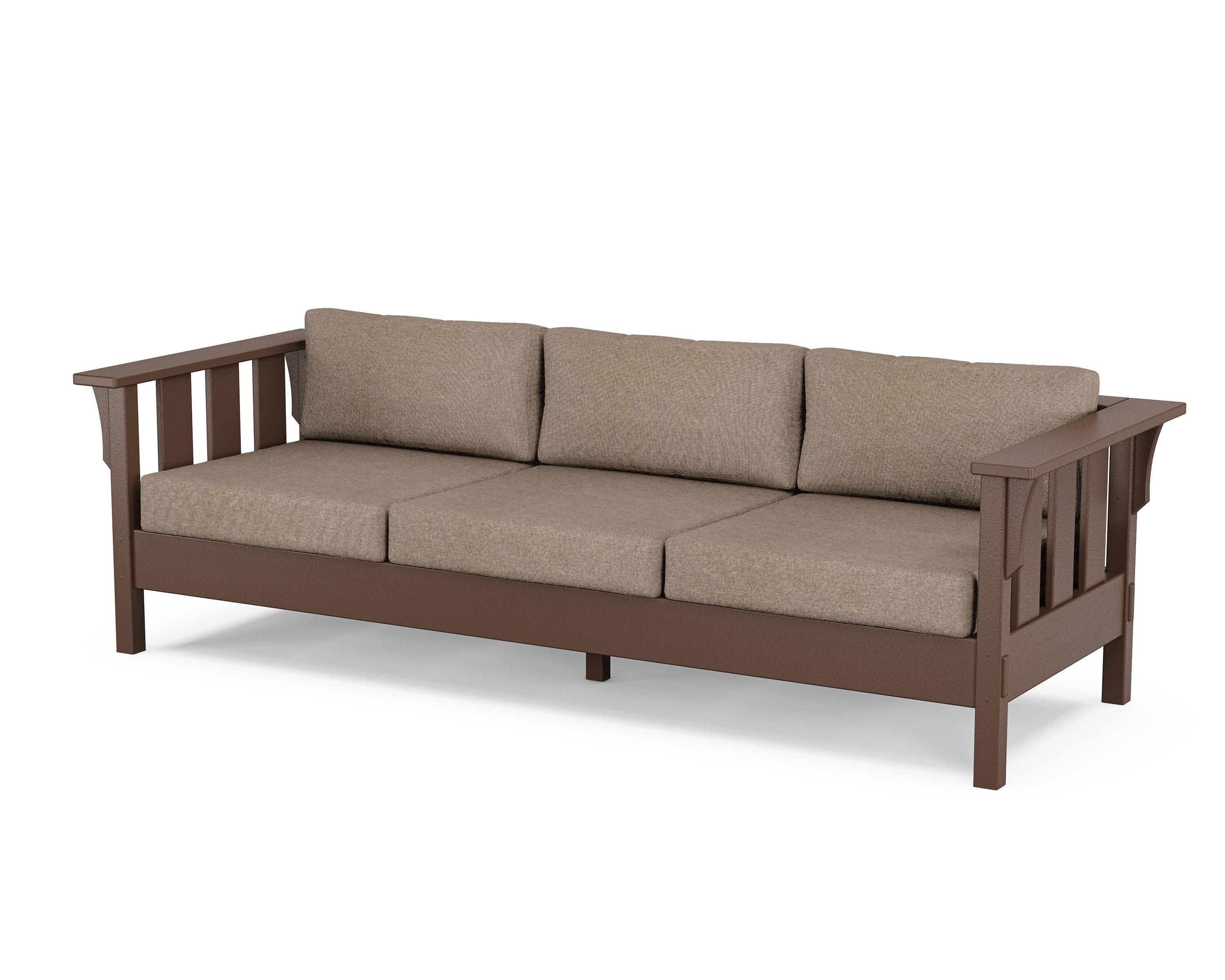 Acadia Deep Seating Sofa in Mahogany / Spiced Burlap