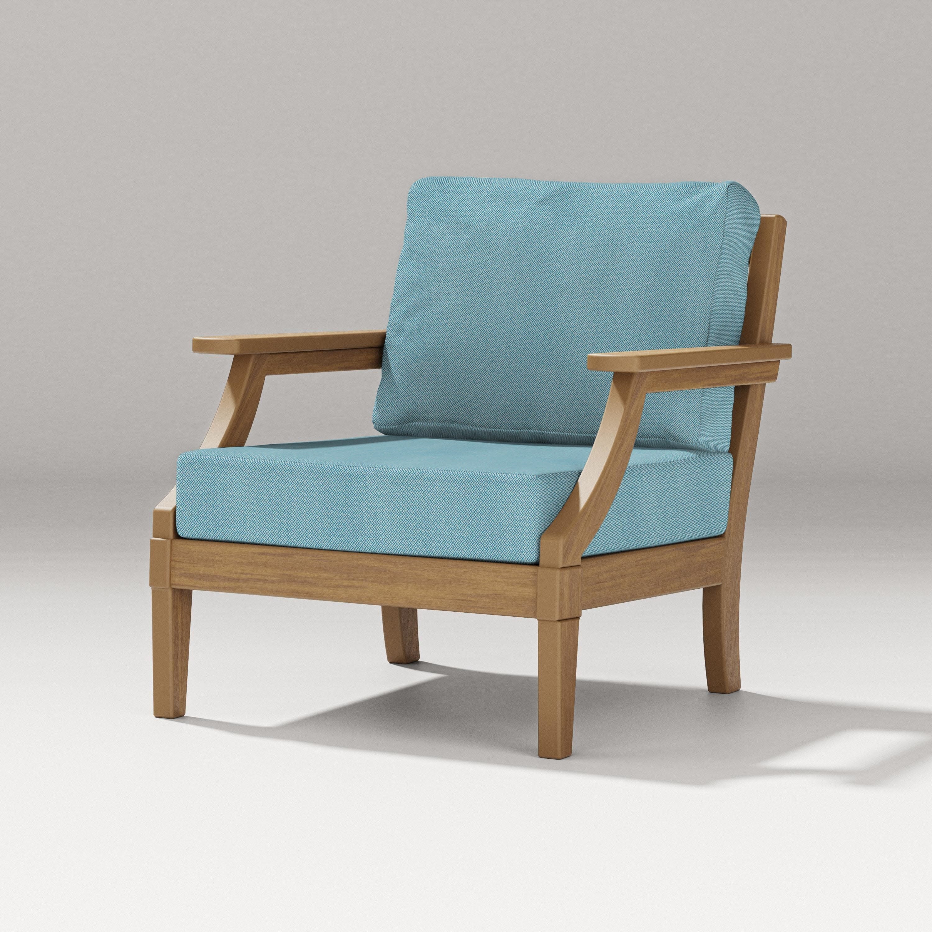 Estate Lounge Chair in Natural / Lattice Sky Blue