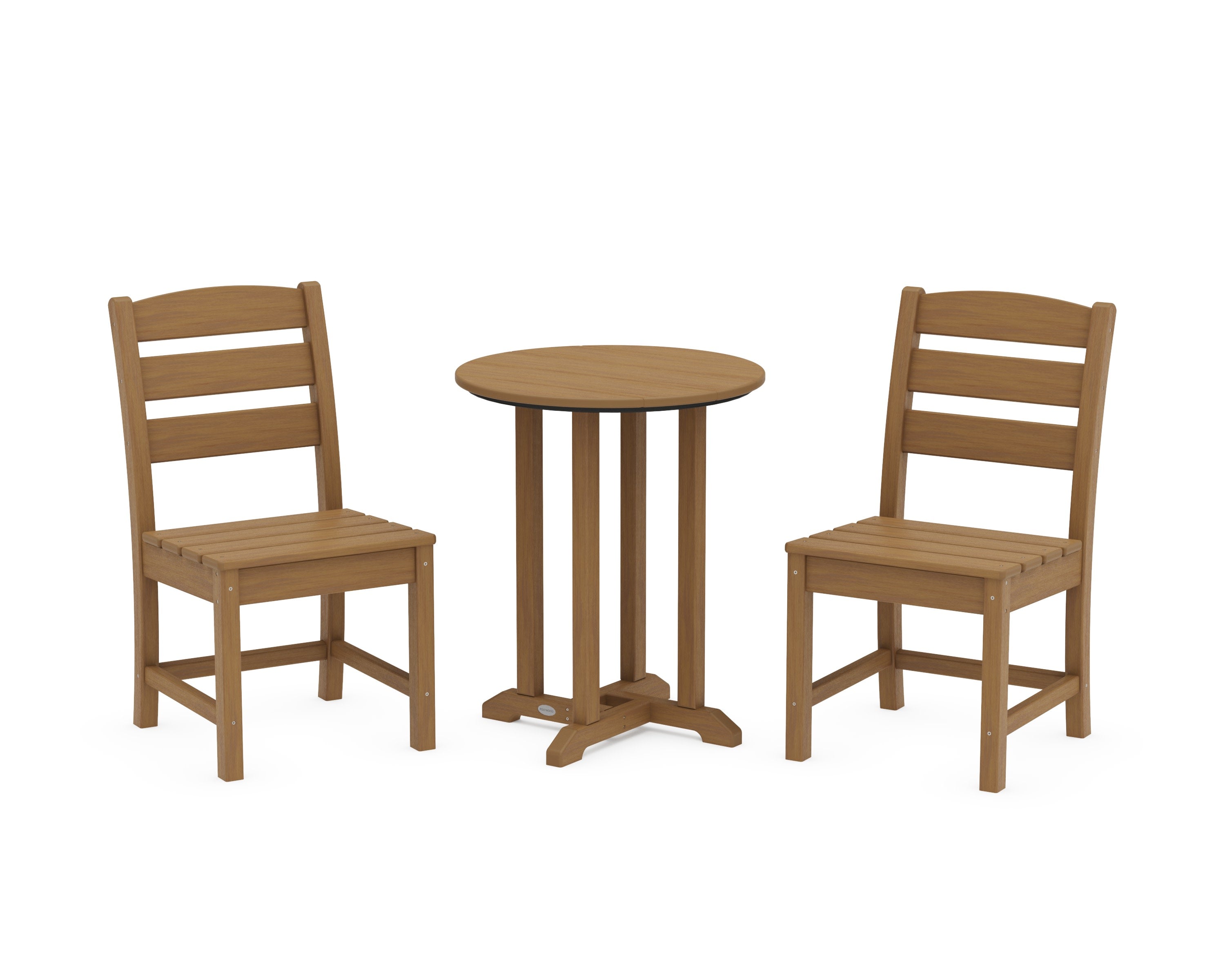 Lakeside Side Chair 3-Piece Round Bistro Dining Set in Natural