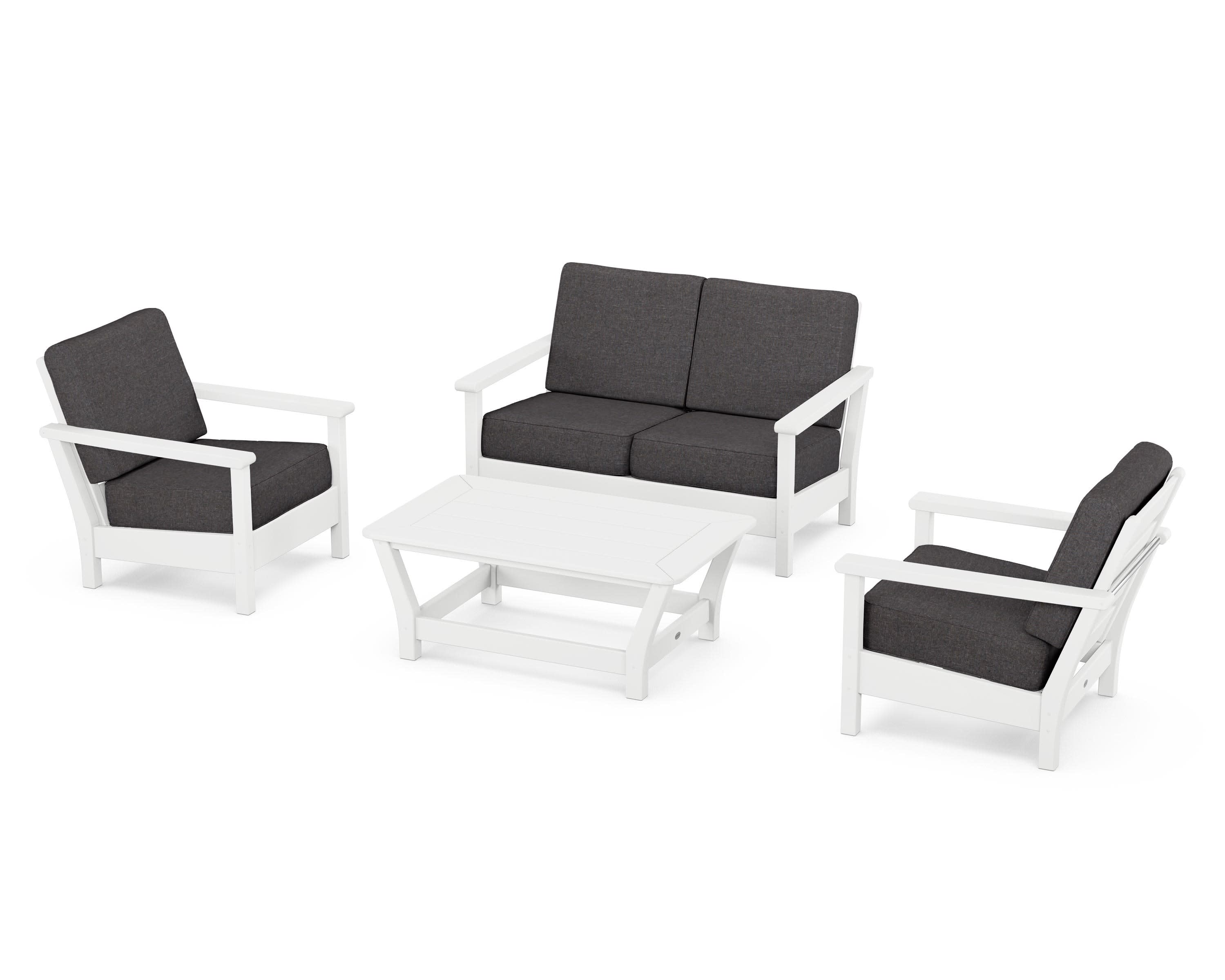 Harbour 4-Piece Deep Seating Set in White / Ash Charcoal