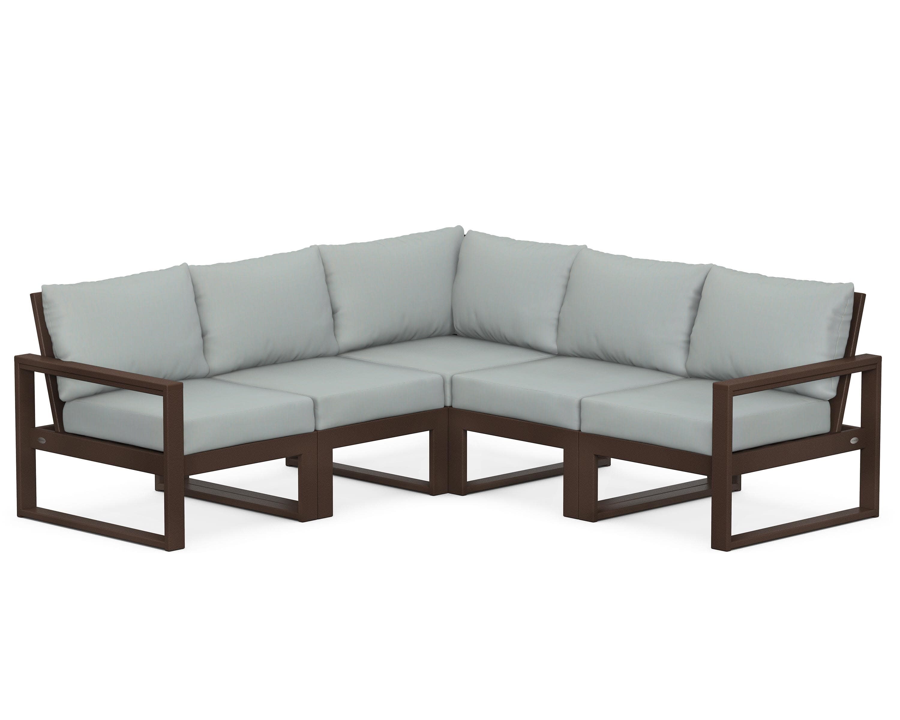 EDGE 5-Piece Modular Deep Seating Set in Mahogany / Spa