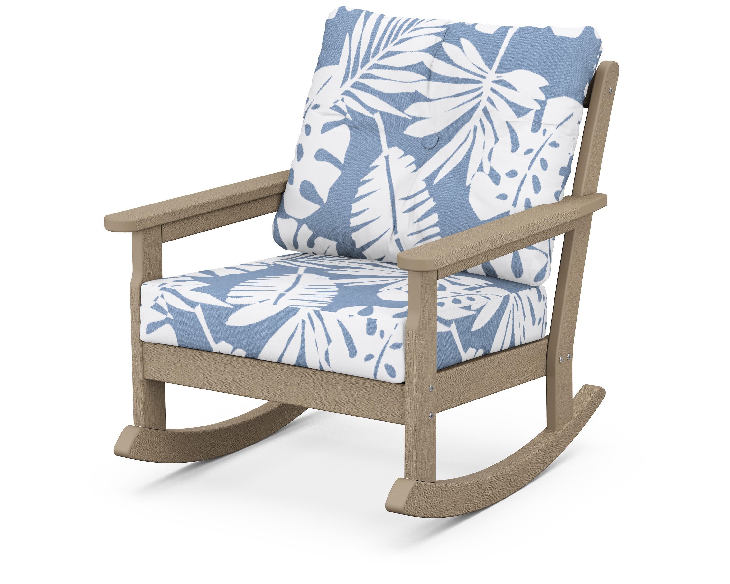 Vineyard Deep Seating Rocking Chair in Vintage Sahara / Leaf Sky Blue