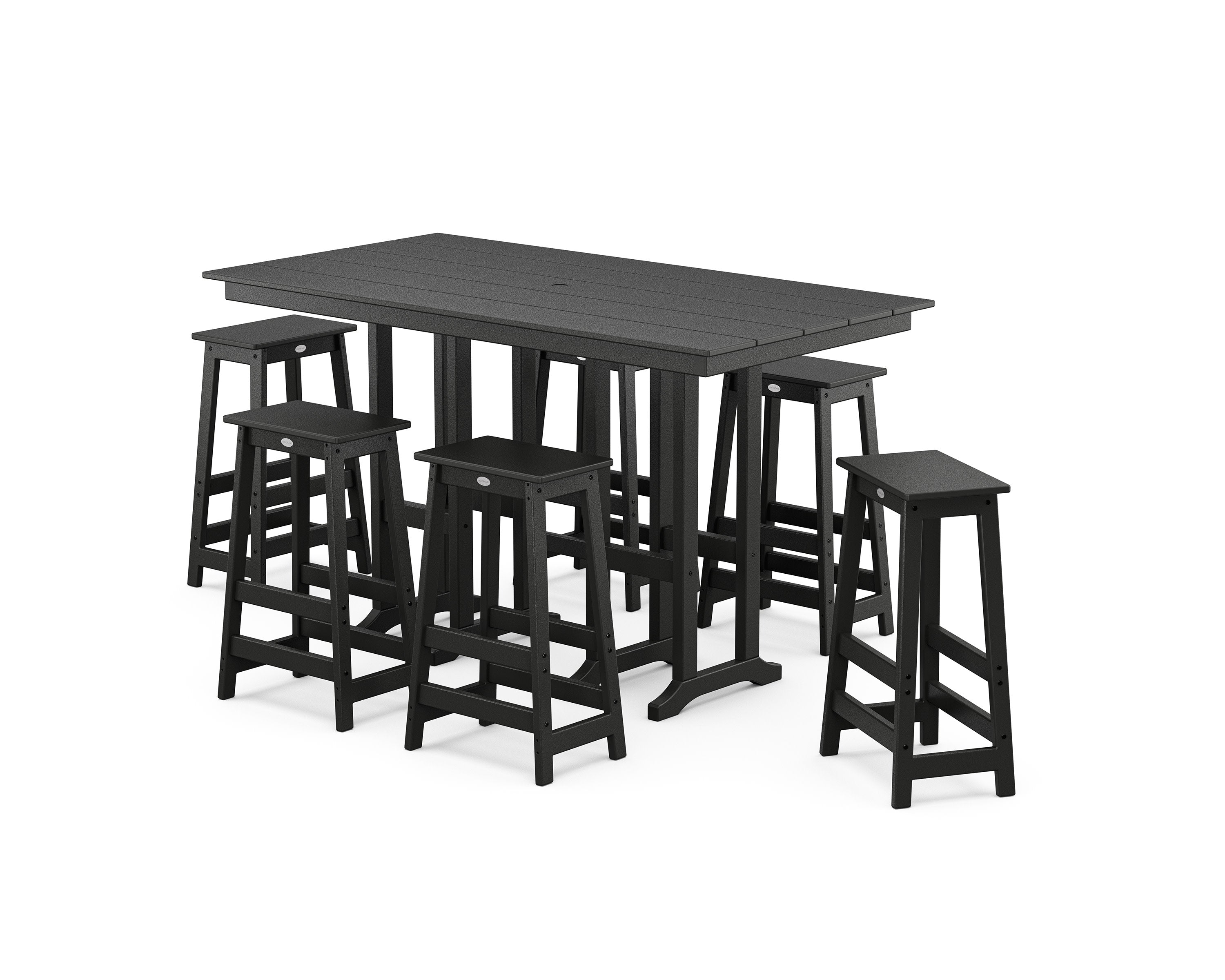 Modern Studio Bar Stool 7-Piece Set in Black