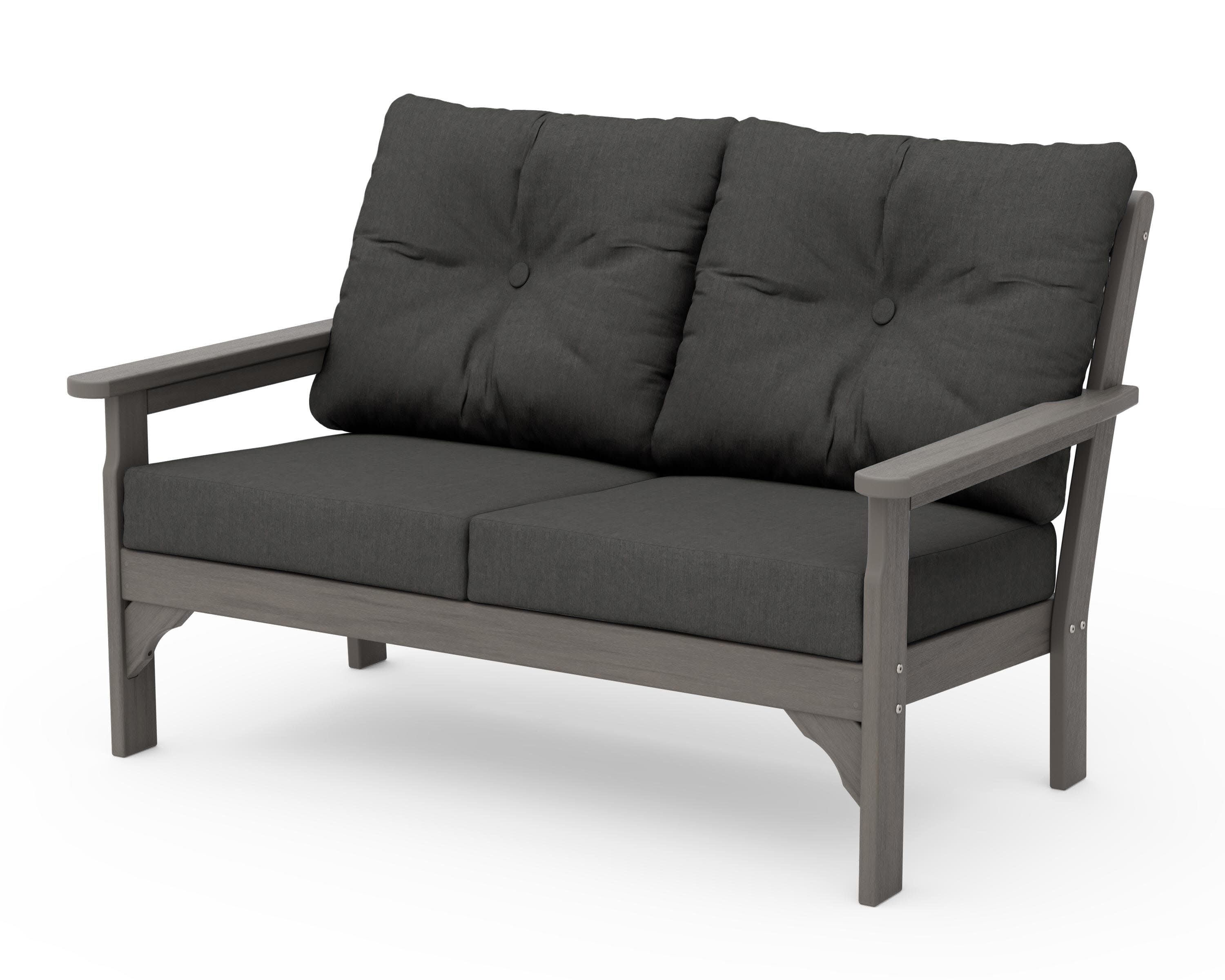 Vineyard Deep Seating Loveseat in Driftwood / Spectrum Carbon