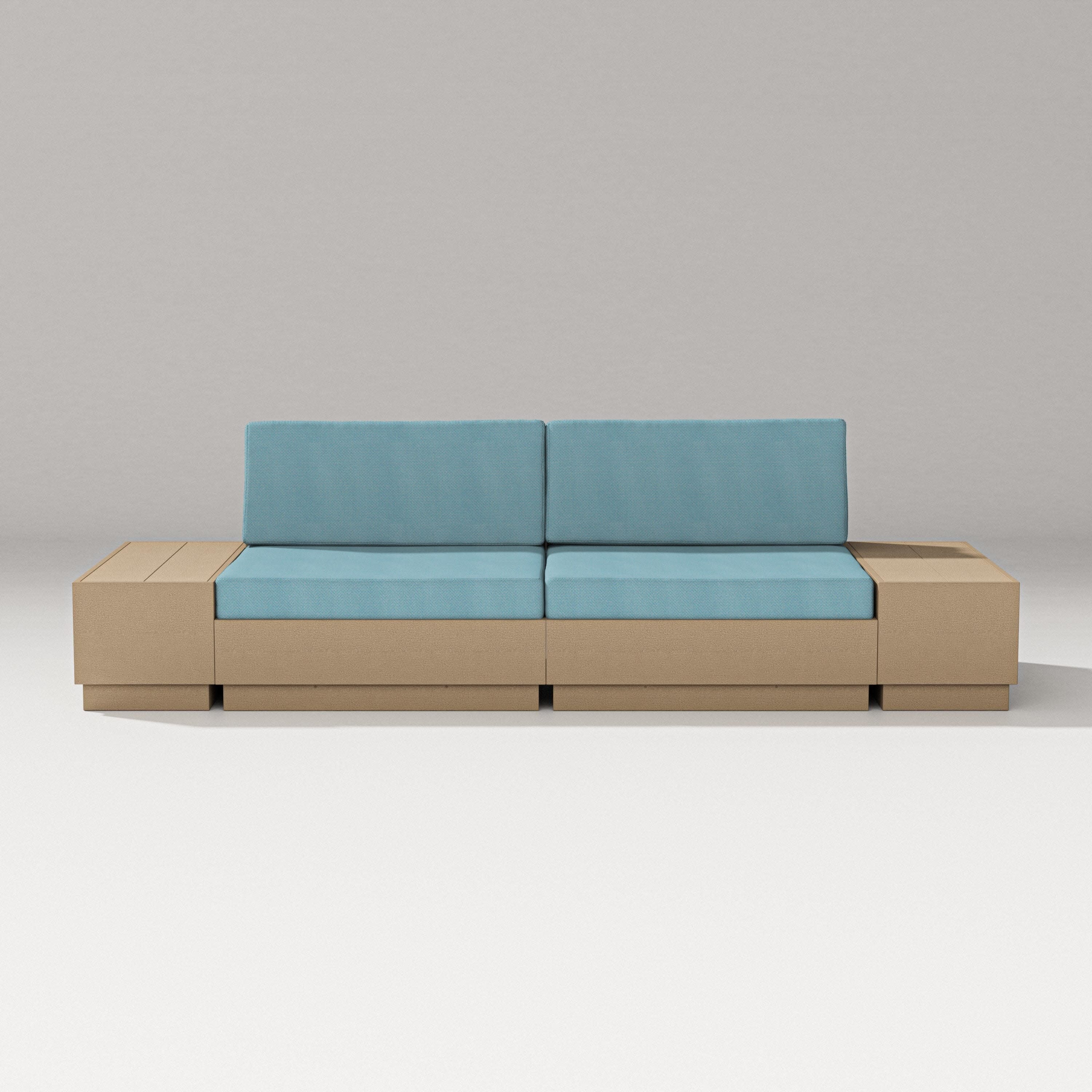 Elevate 4-Piece Loveseat Sectional in Vintage Sahara / Lattice Sky Blue