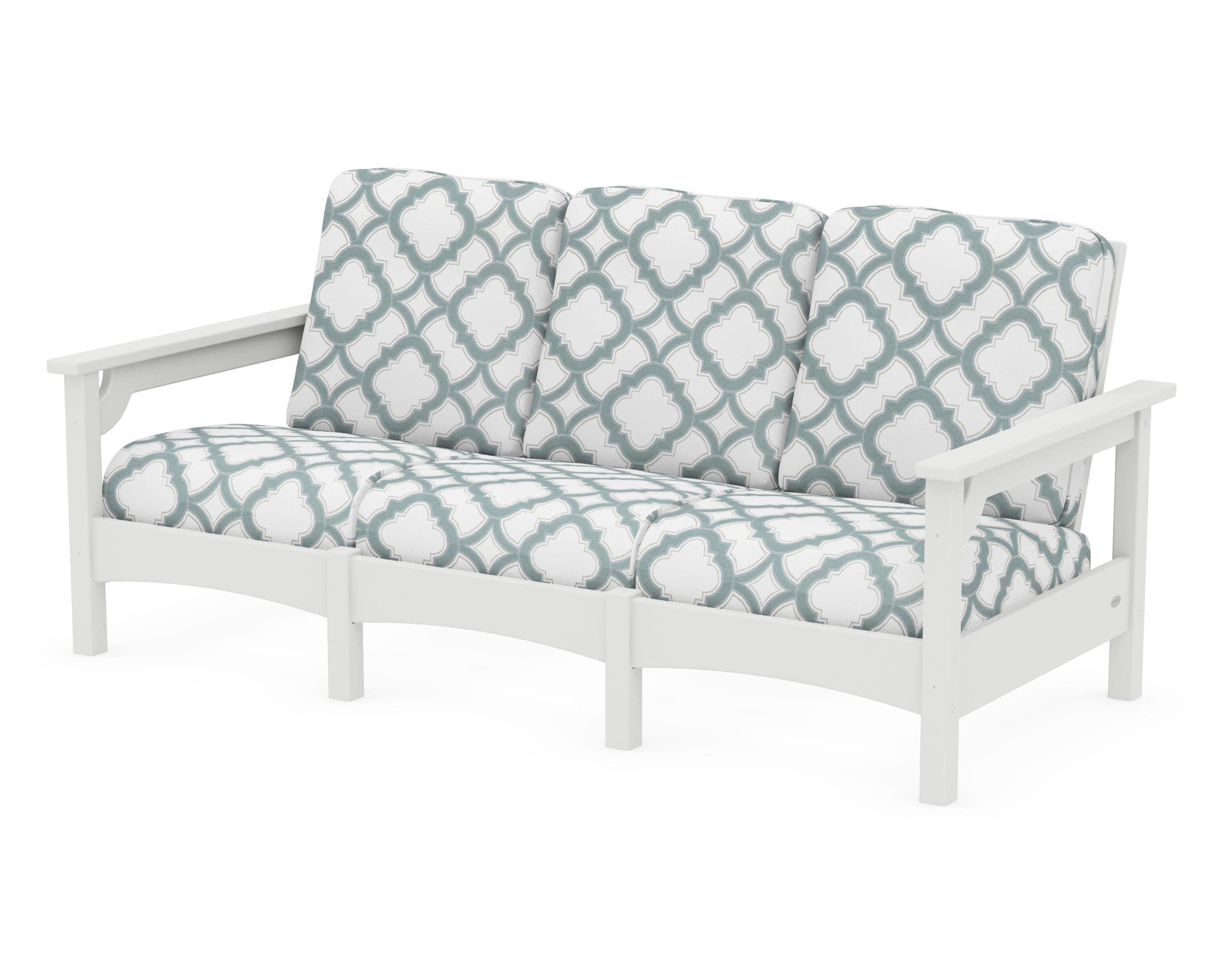 Club Sofa in Vintage White / Trellis Glacier Spa