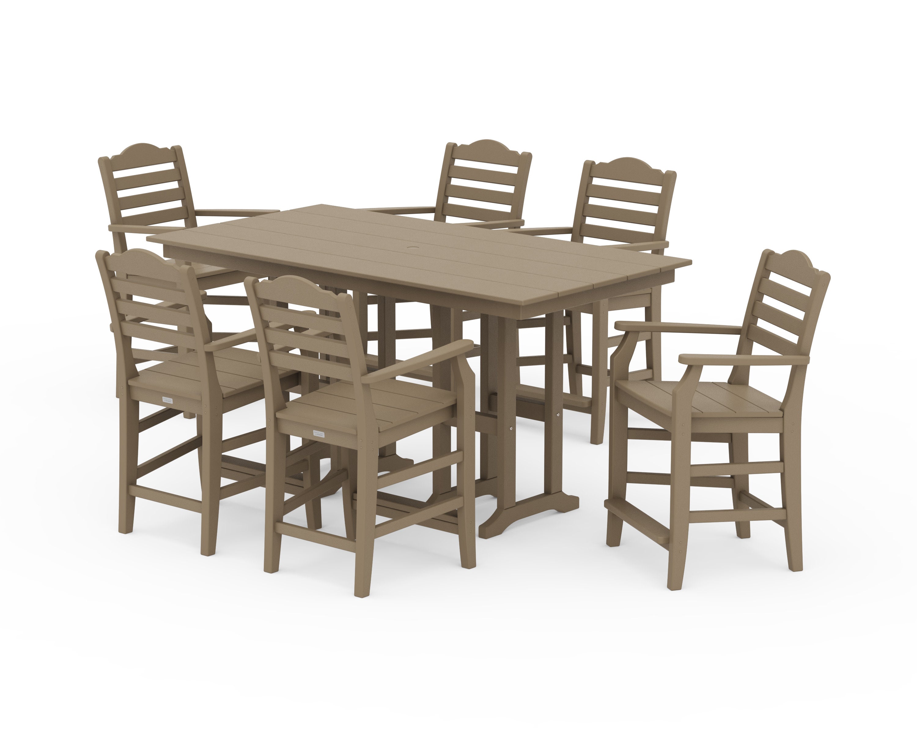 Savannah Arm Chair 7-Piece Farmhouse Counter Set in Vintage Sahara