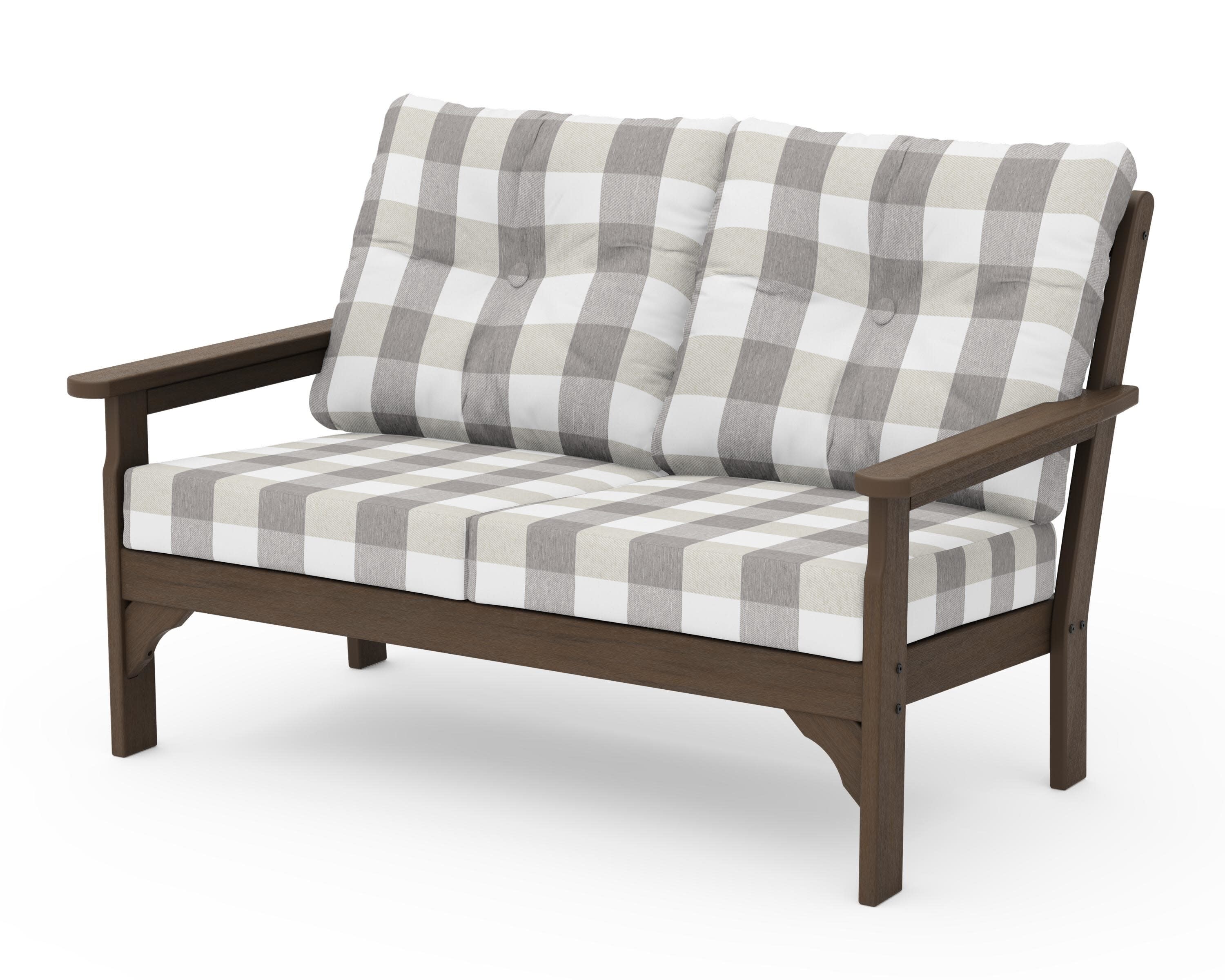 Vineyard Deep Seating Loveseat in Kona / Buffalo Plaid Grey Mist