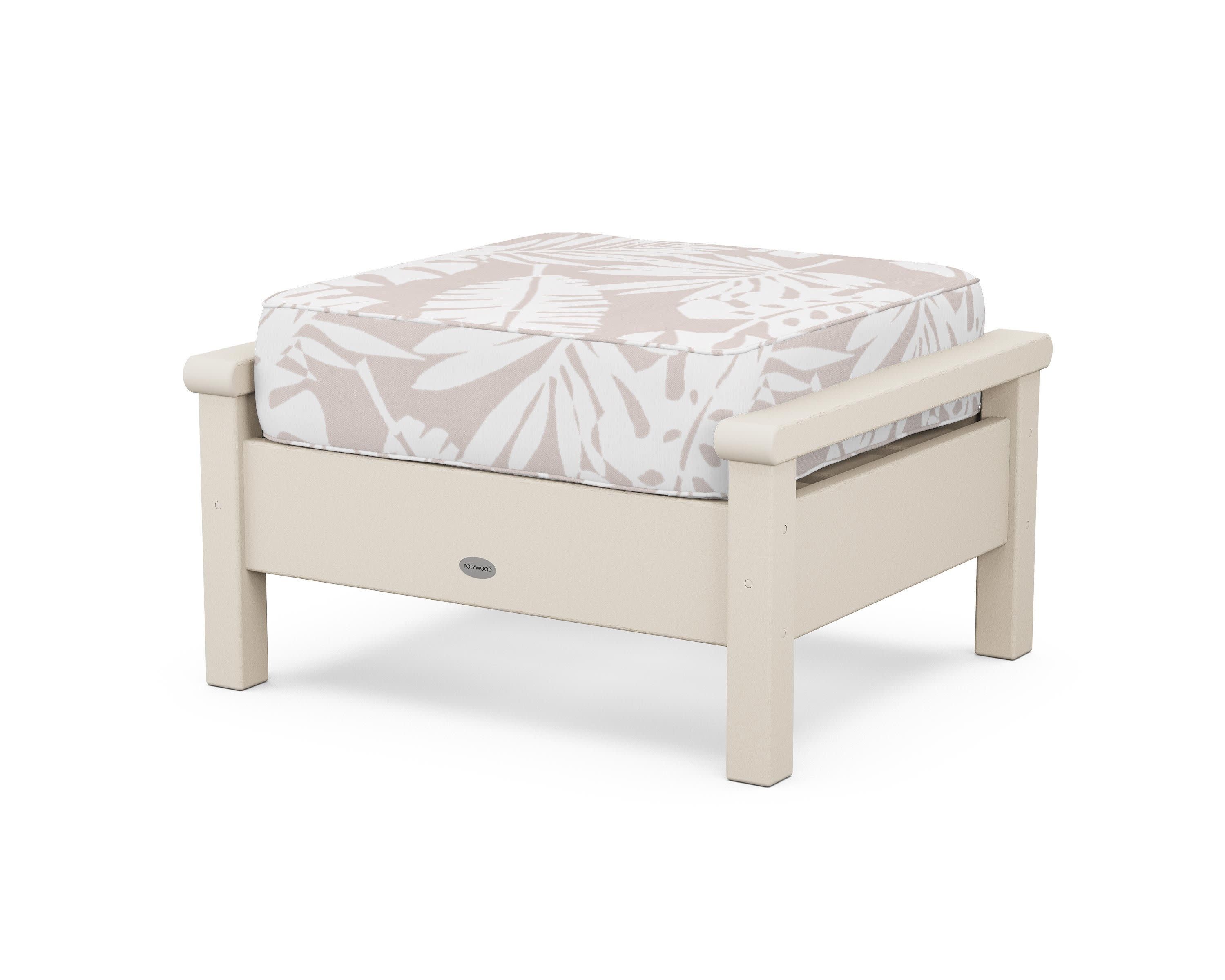Harbour Deep Seating Ottoman in Sand / Leaf Dune Burlap