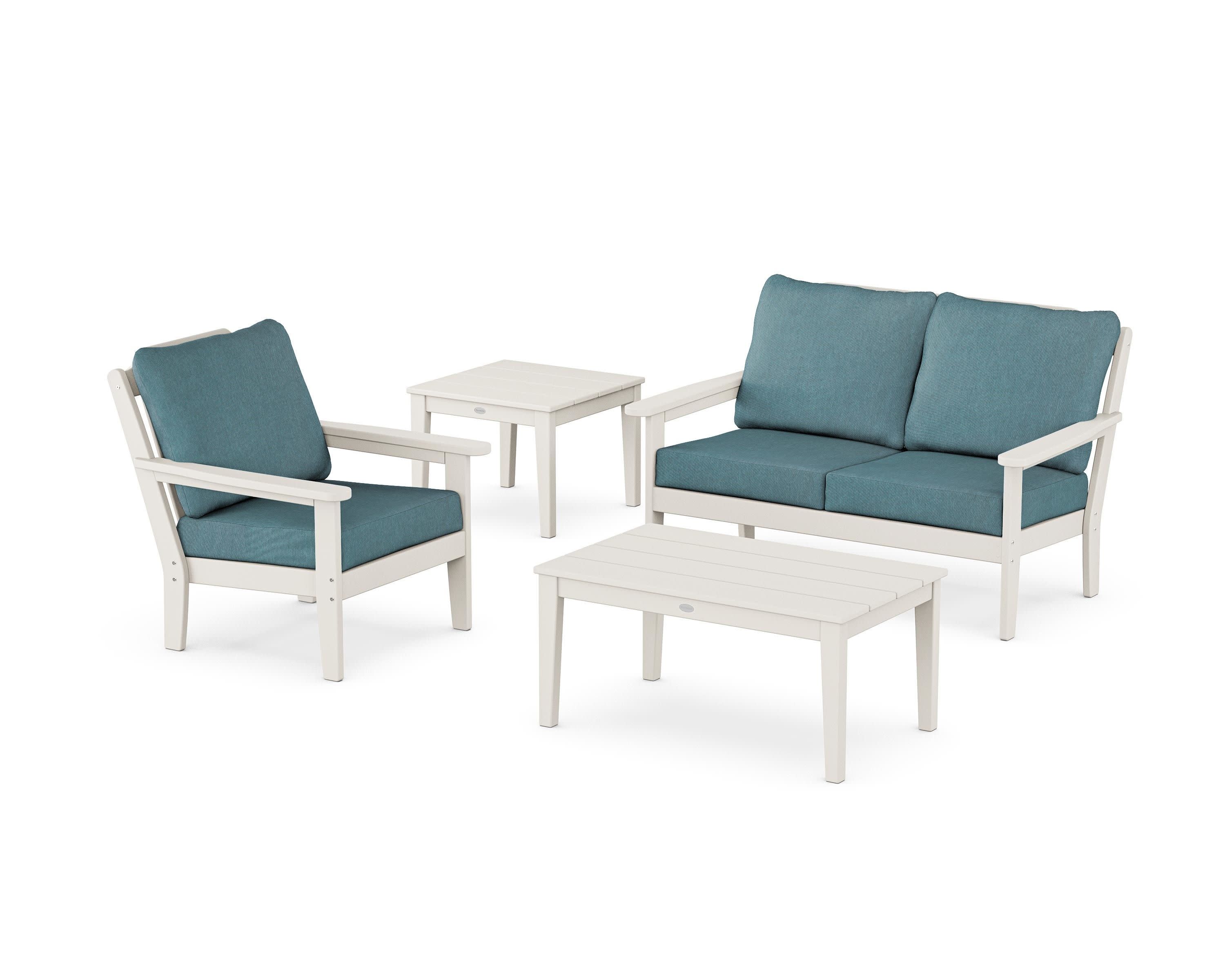 Wovendale 4-Piece Deep Seating Set in Sand / Ocean Teal