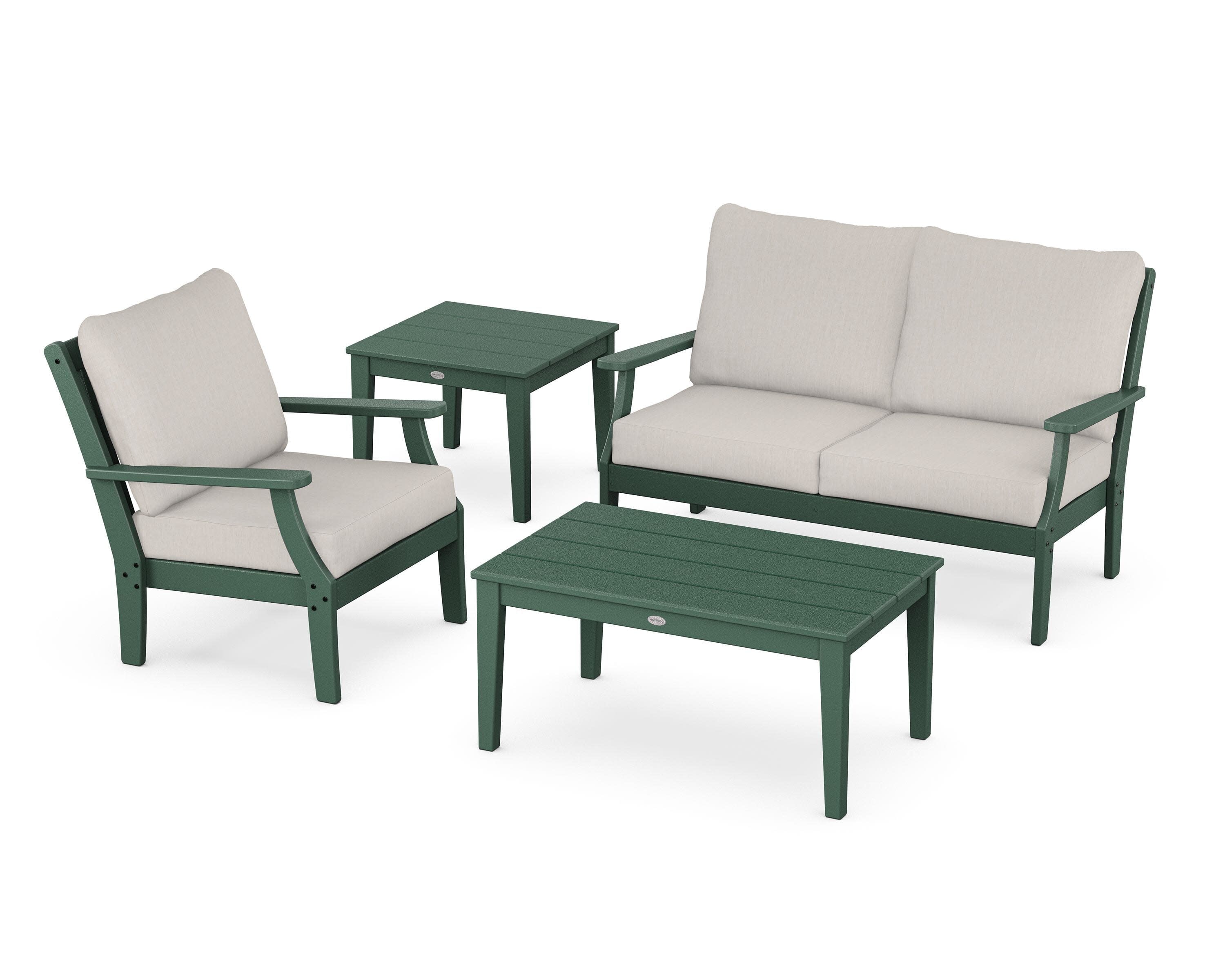 Braxton 4-Piece Deep Seating Set in Green / Cast Ash