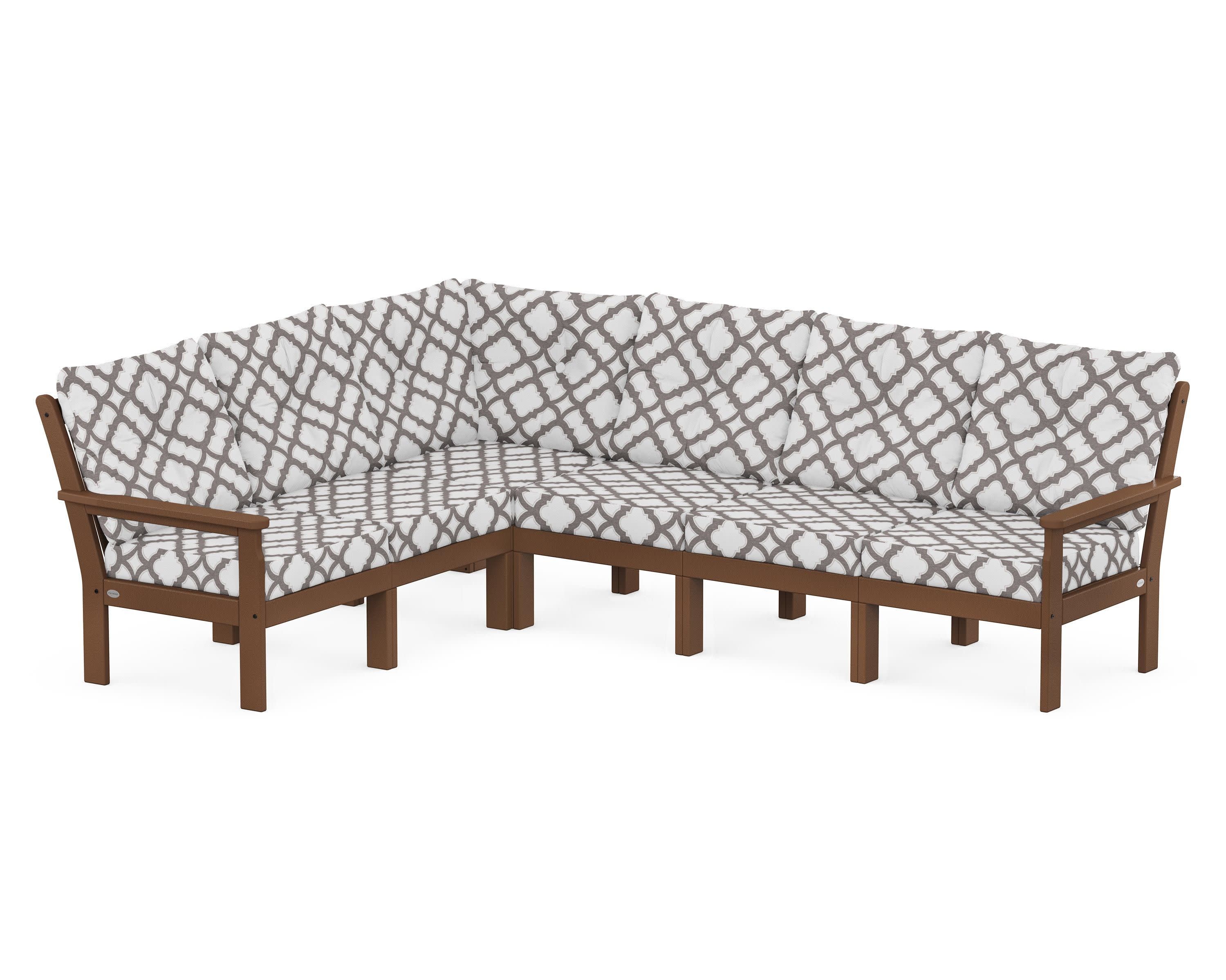 Vineyard 6-Piece Sectional in Teak / Trellis Grey Mist