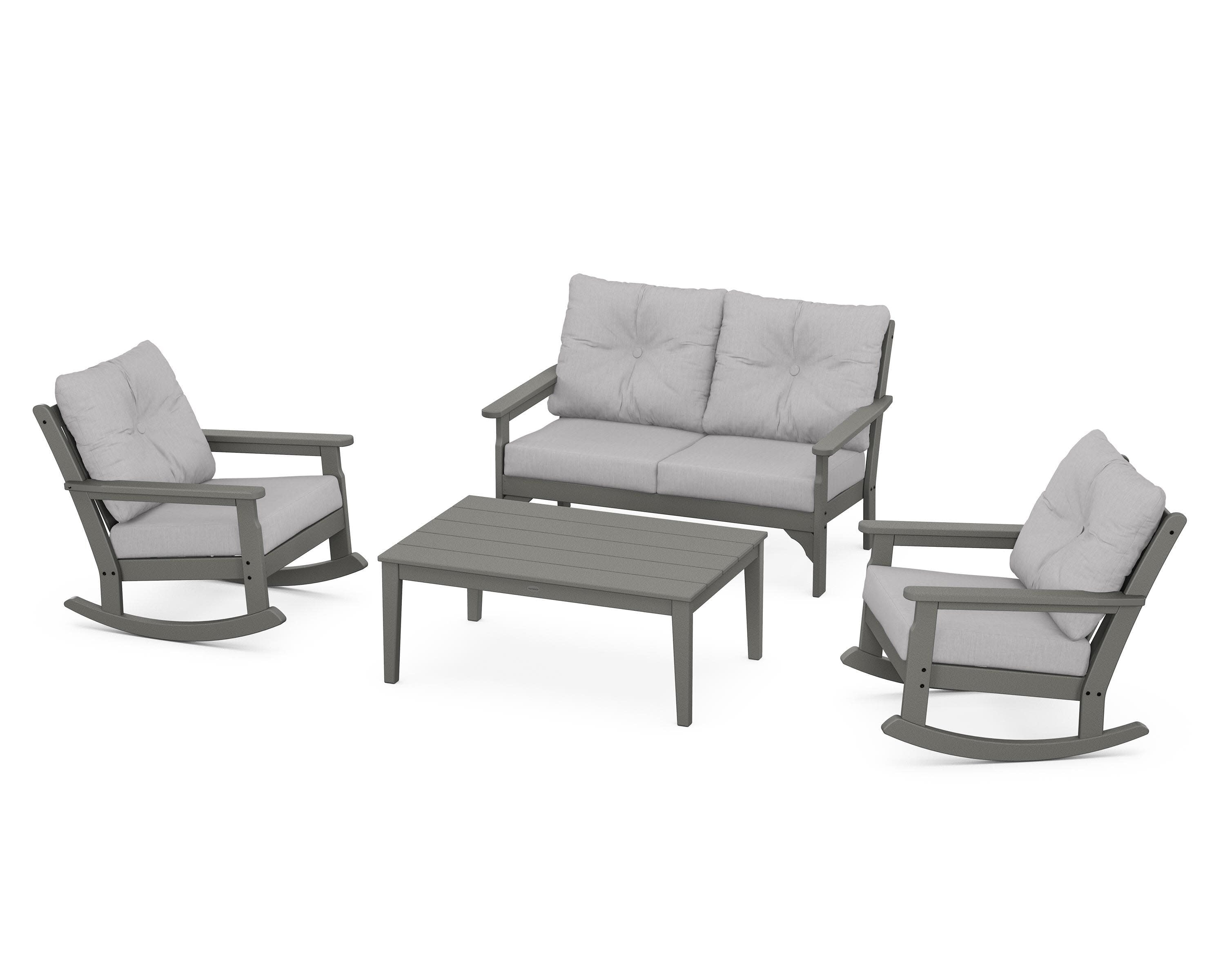Vineyard 4-Piece Deep Seating Rocking Chair Set in Slate Grey / Granite