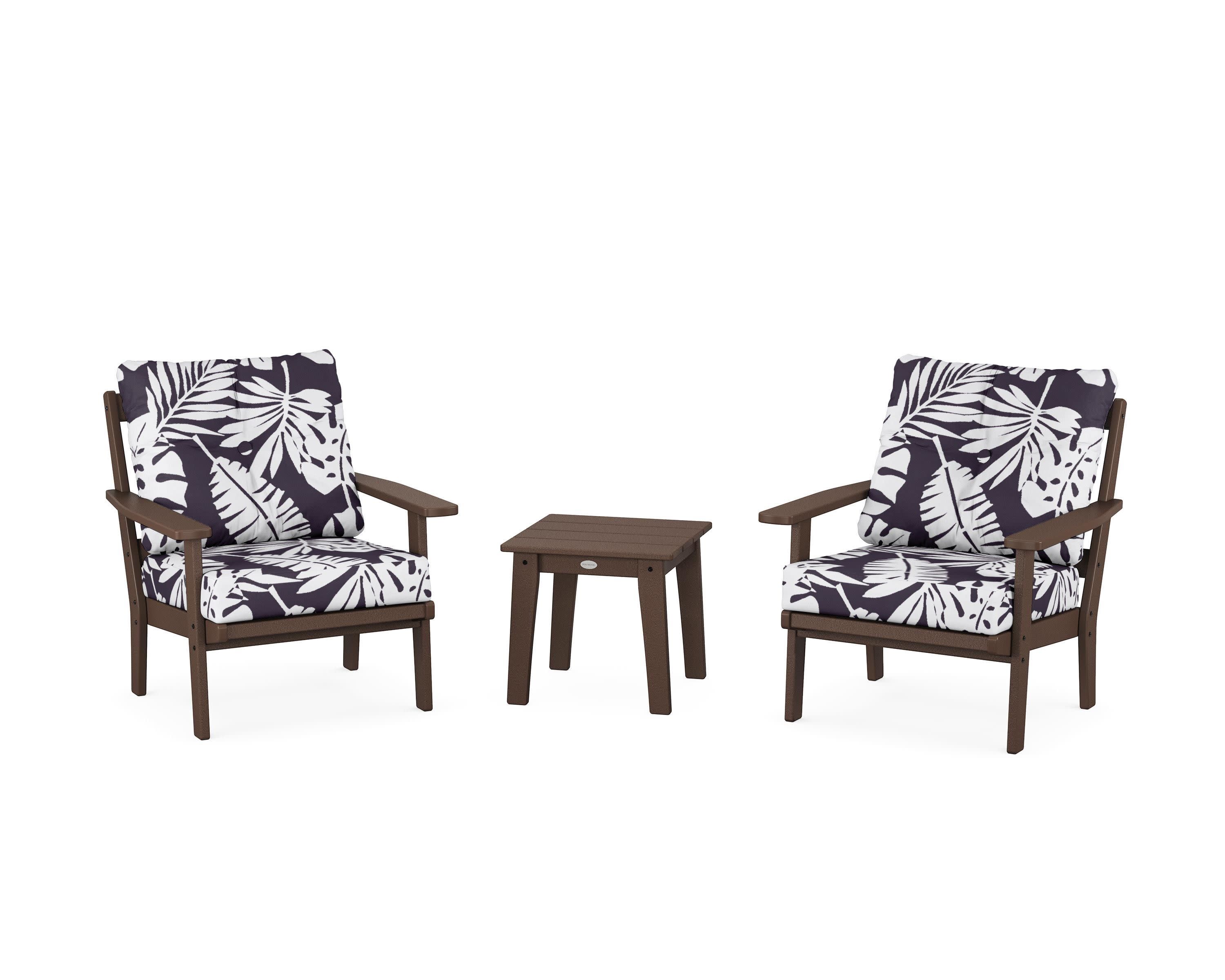 Oxford 3-Piece Deep Seating Set in Mahogany / Leaf Navy