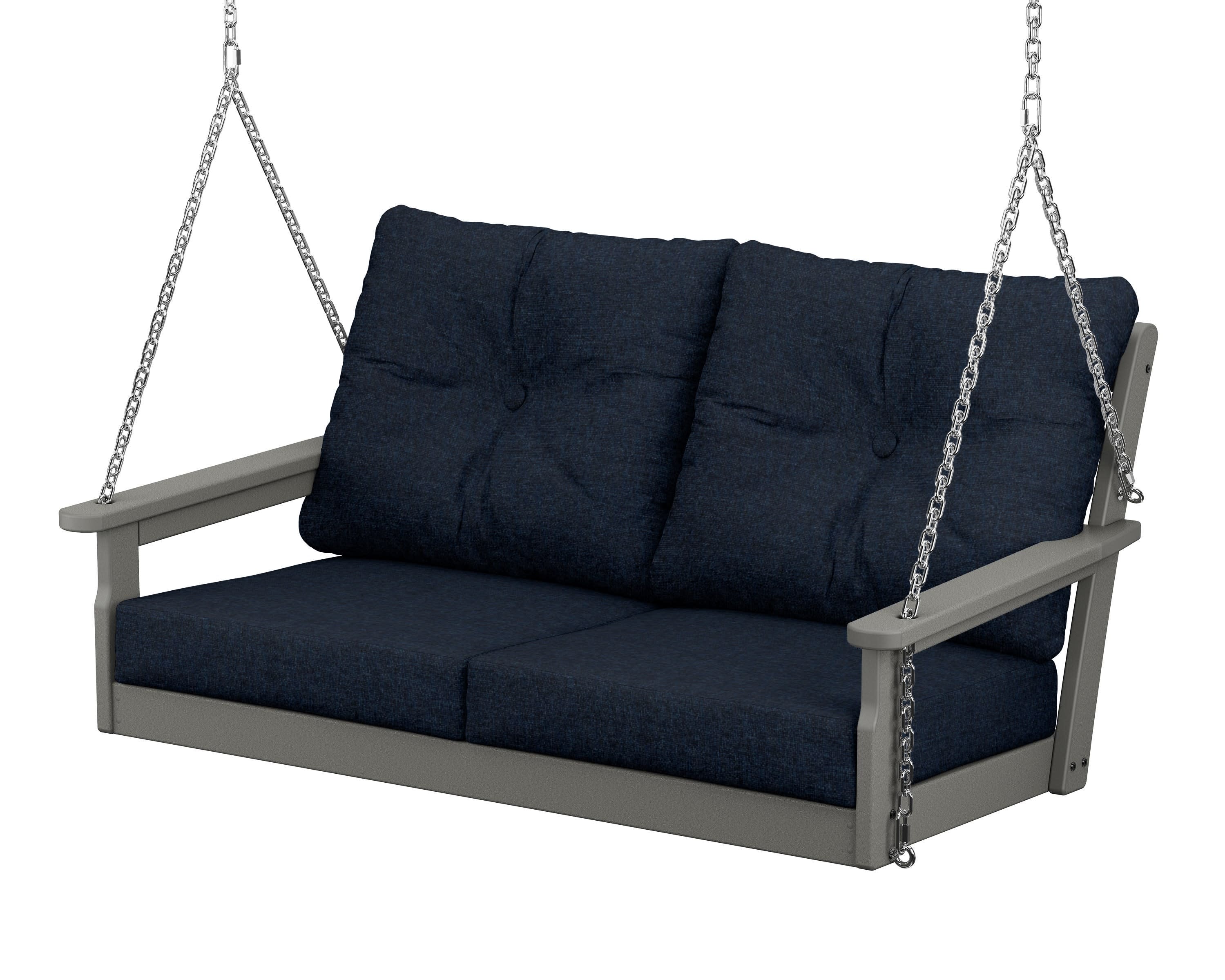 Vineyard Deep Seating Swing in Slate Grey / Marine Indigo