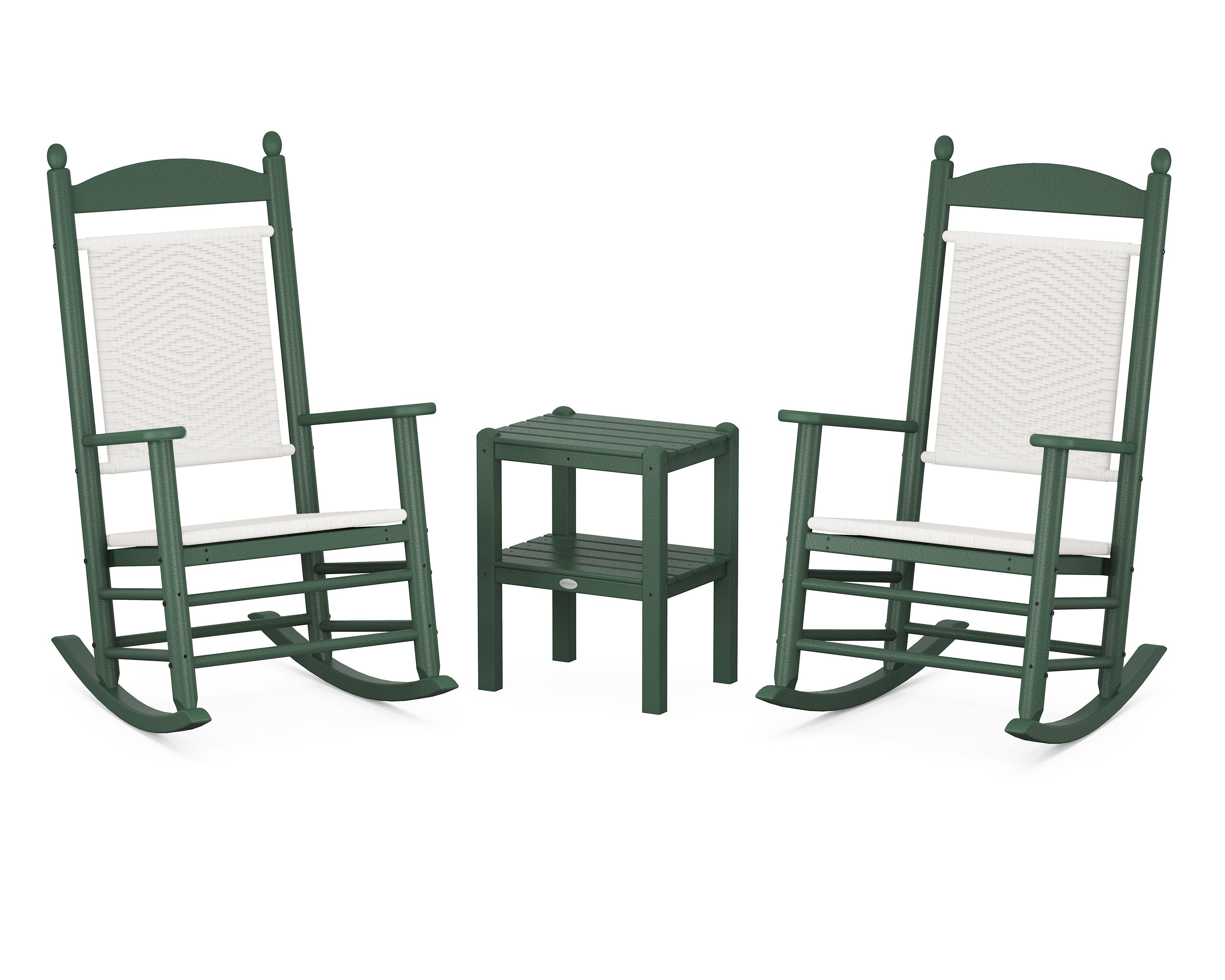 Jefferson 3-Piece Woven Rocker Set in Green / White Loom