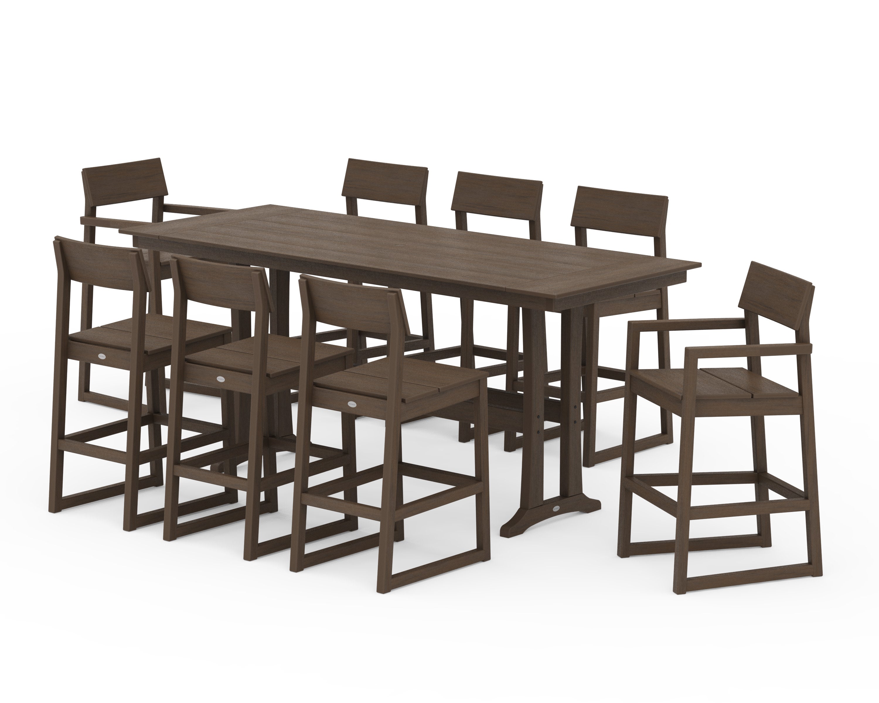 EDGE 9-Piece Farmhouse Bar Set with Trestle Legs in Kona