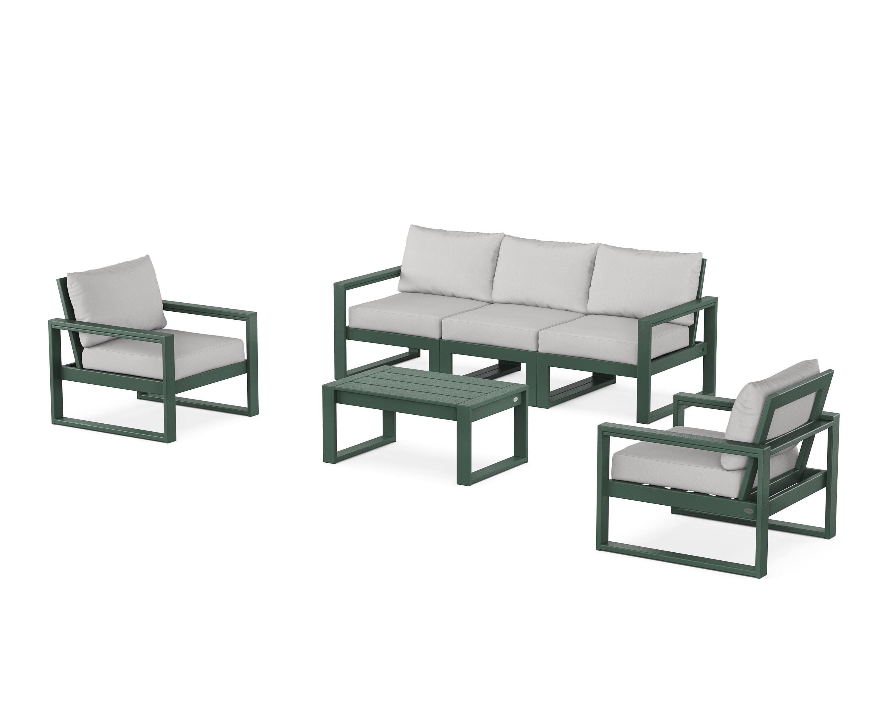 EDGE Sectional 4-Piece Deep Seating Set with Sofa in Green / Diamond in the Rough