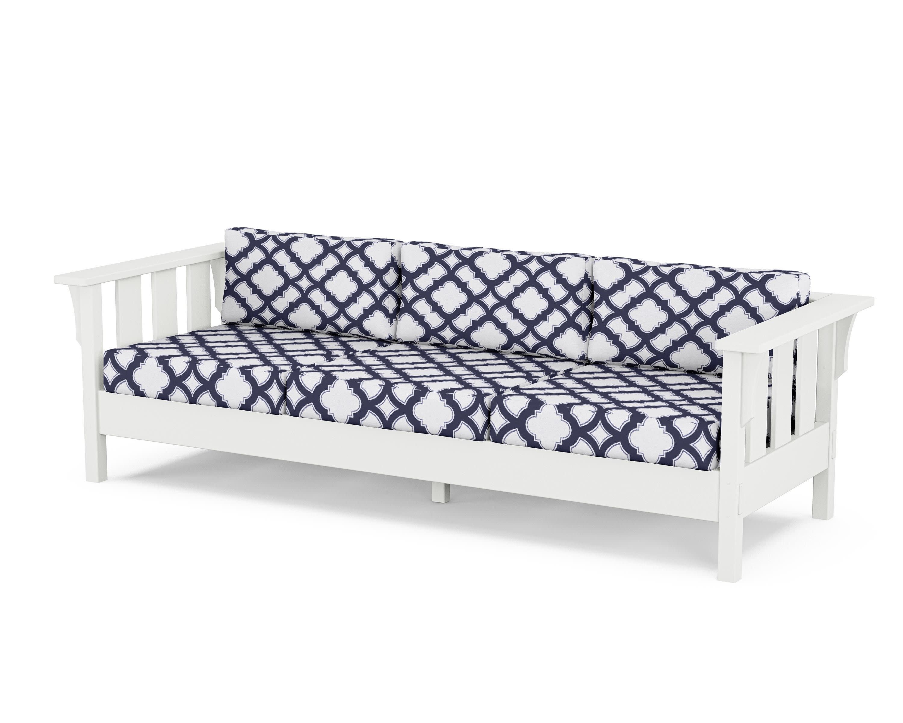 Acadia Deep Seating Sofa in White / Trellis Navy