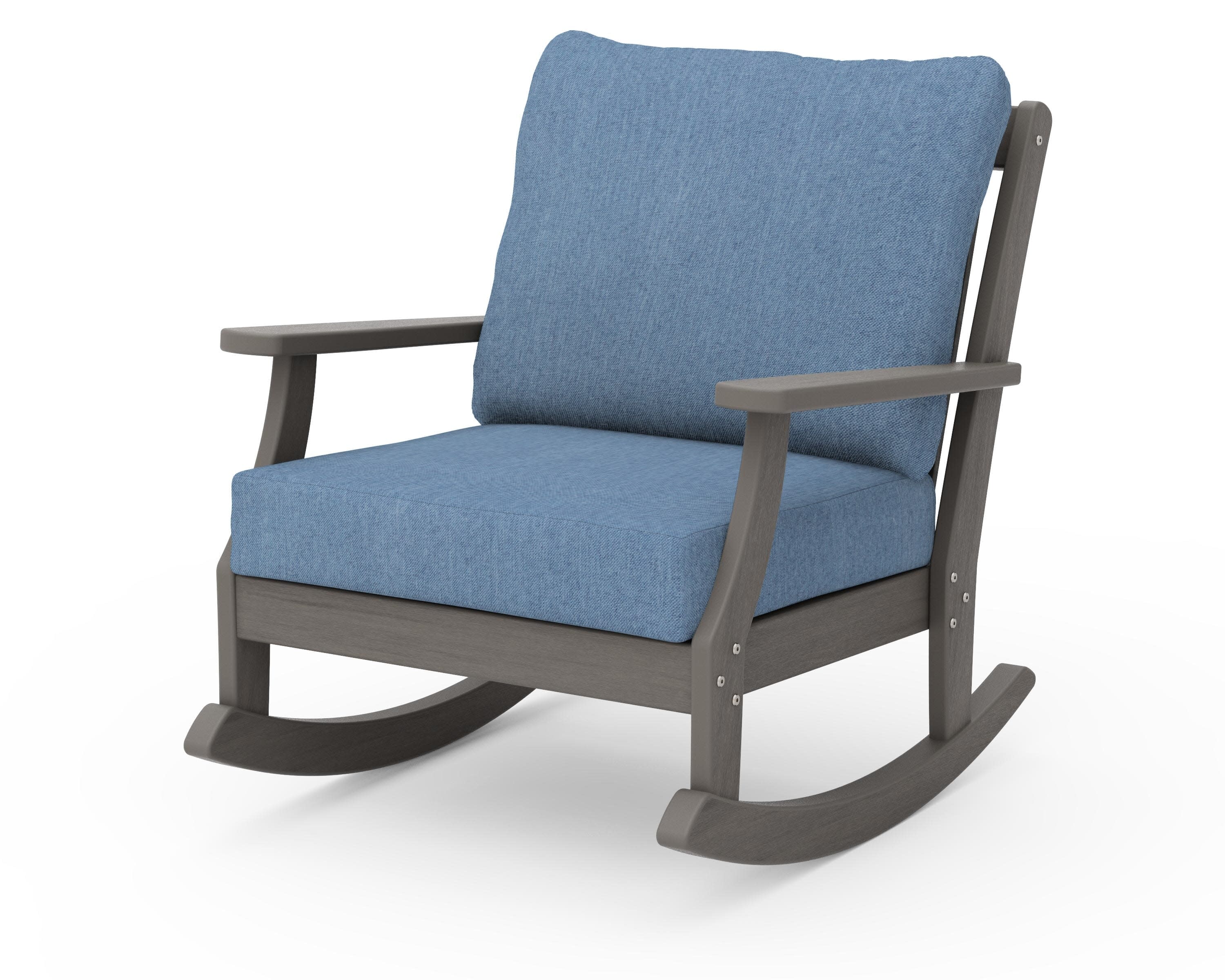 Braxton Deep Seating Rocking Chair in Driftwood / Sky Blue