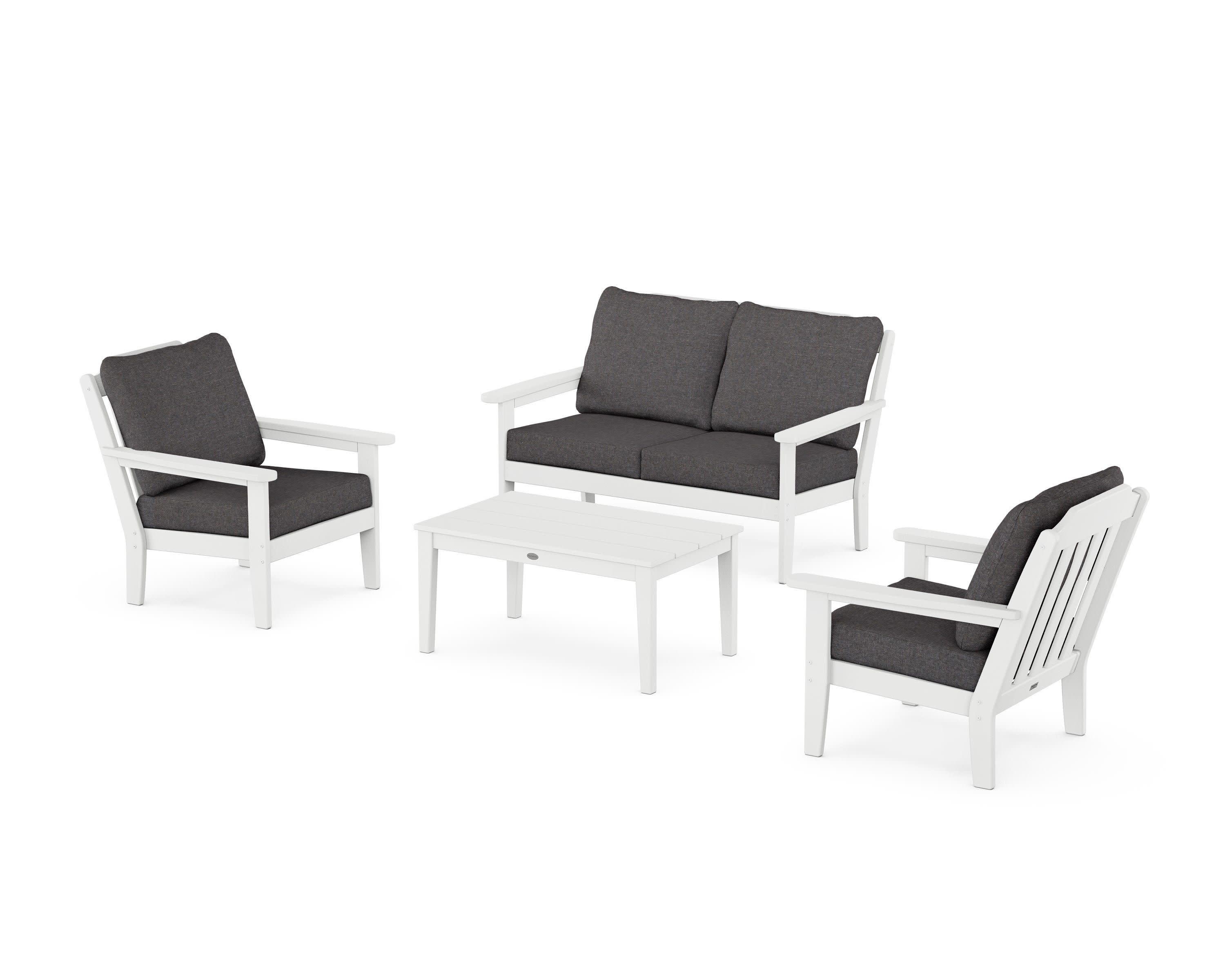 Cottage 4-Piece Deep Seating Set with Loveseat in White / Ash Charcoal