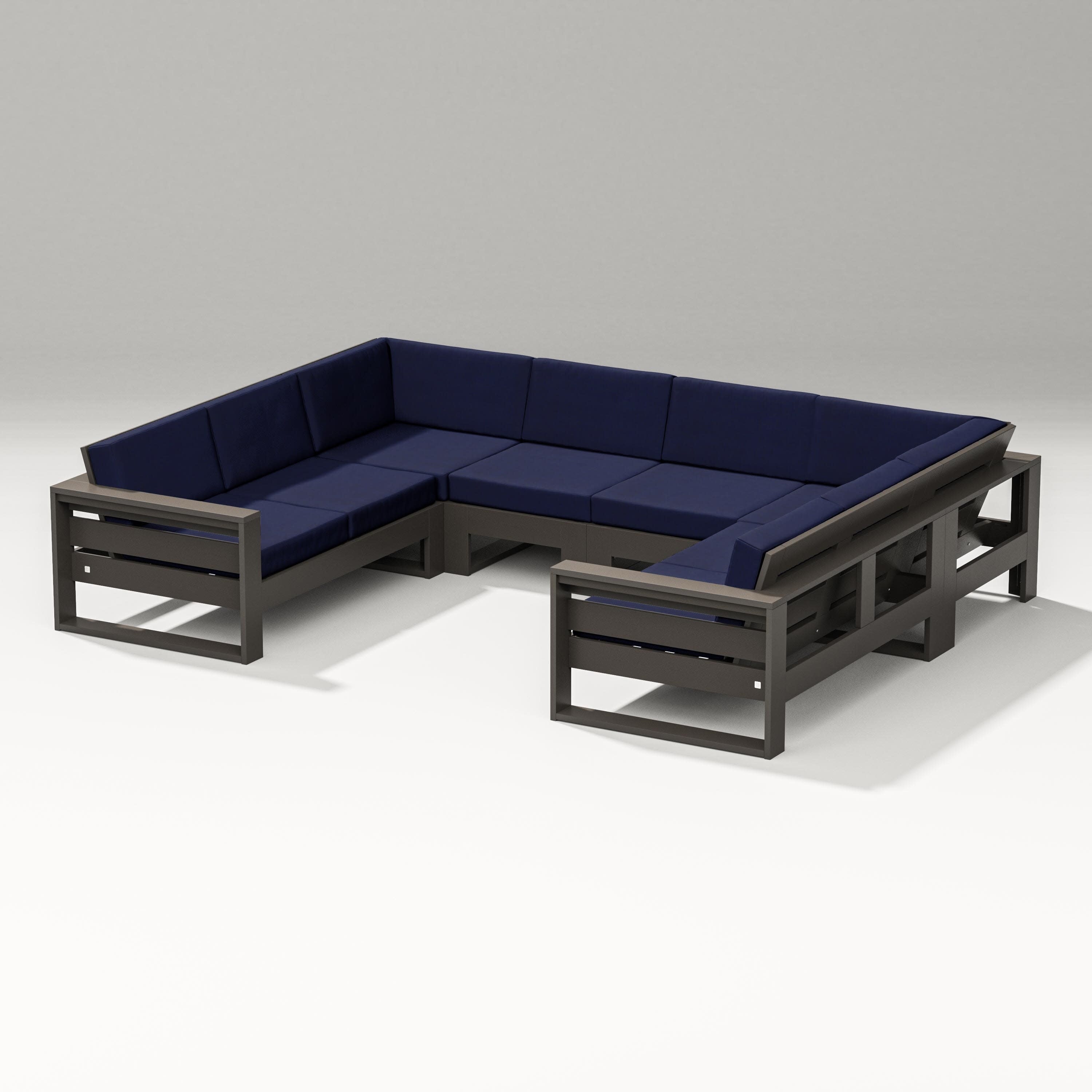 Latitude U-Shaped Sectional in Vintage Coffee / Navy