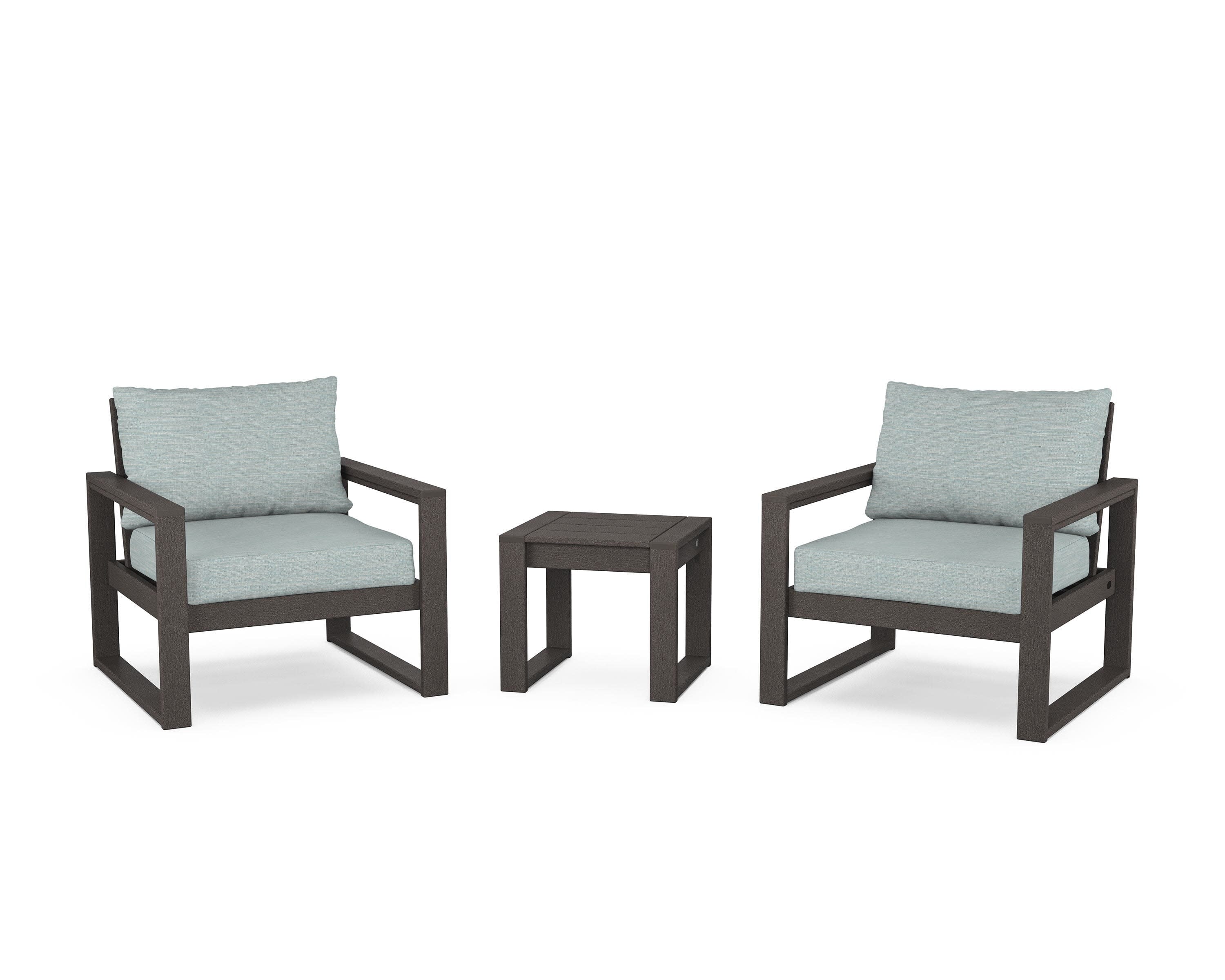 EDGE Sectional 3-Piece Deep Seating Set in Vintage Coffee / Soothe Mist