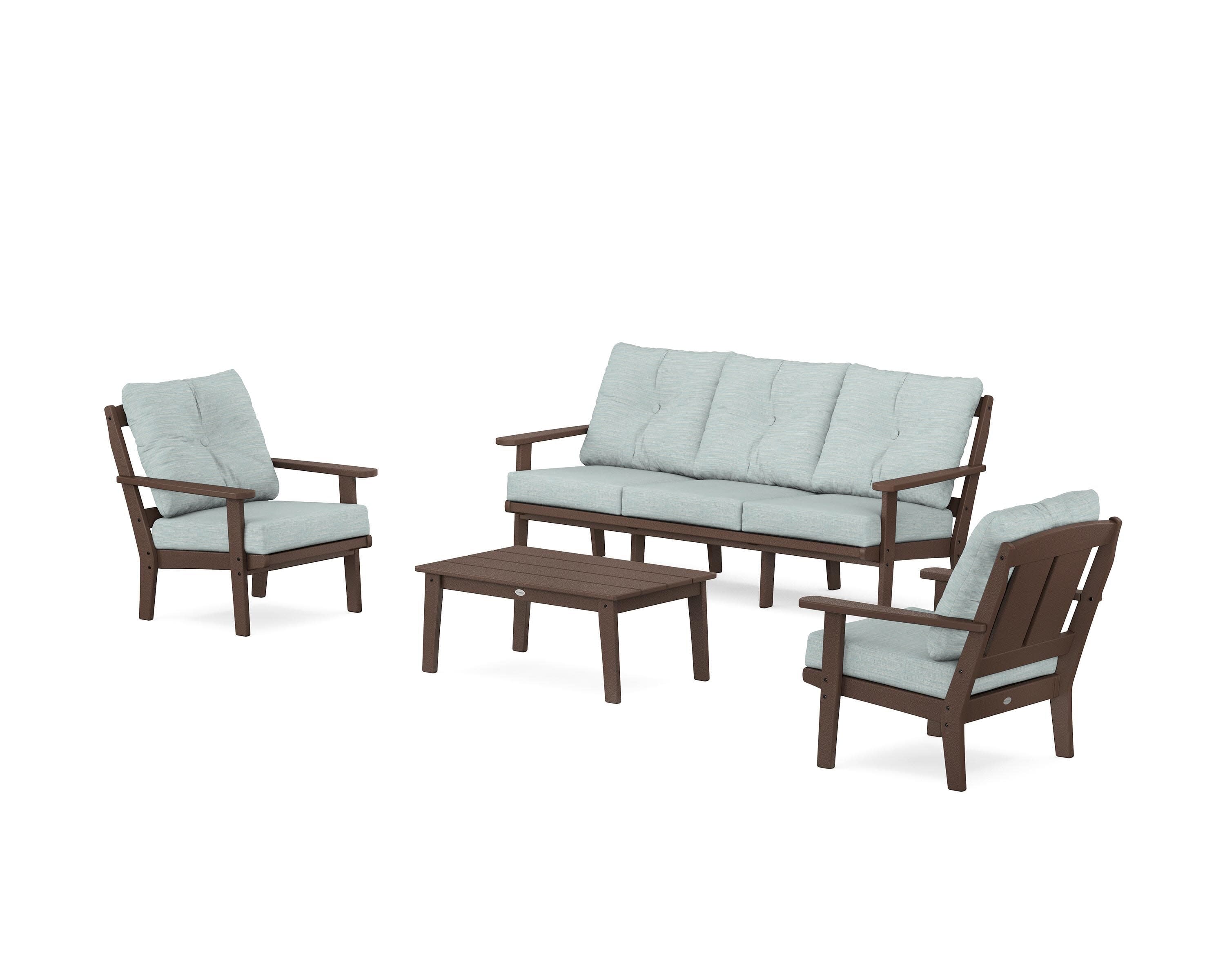 Mission 4-Piece Deep Seating Set with Sofa in Mahogany / Soothe Mist
