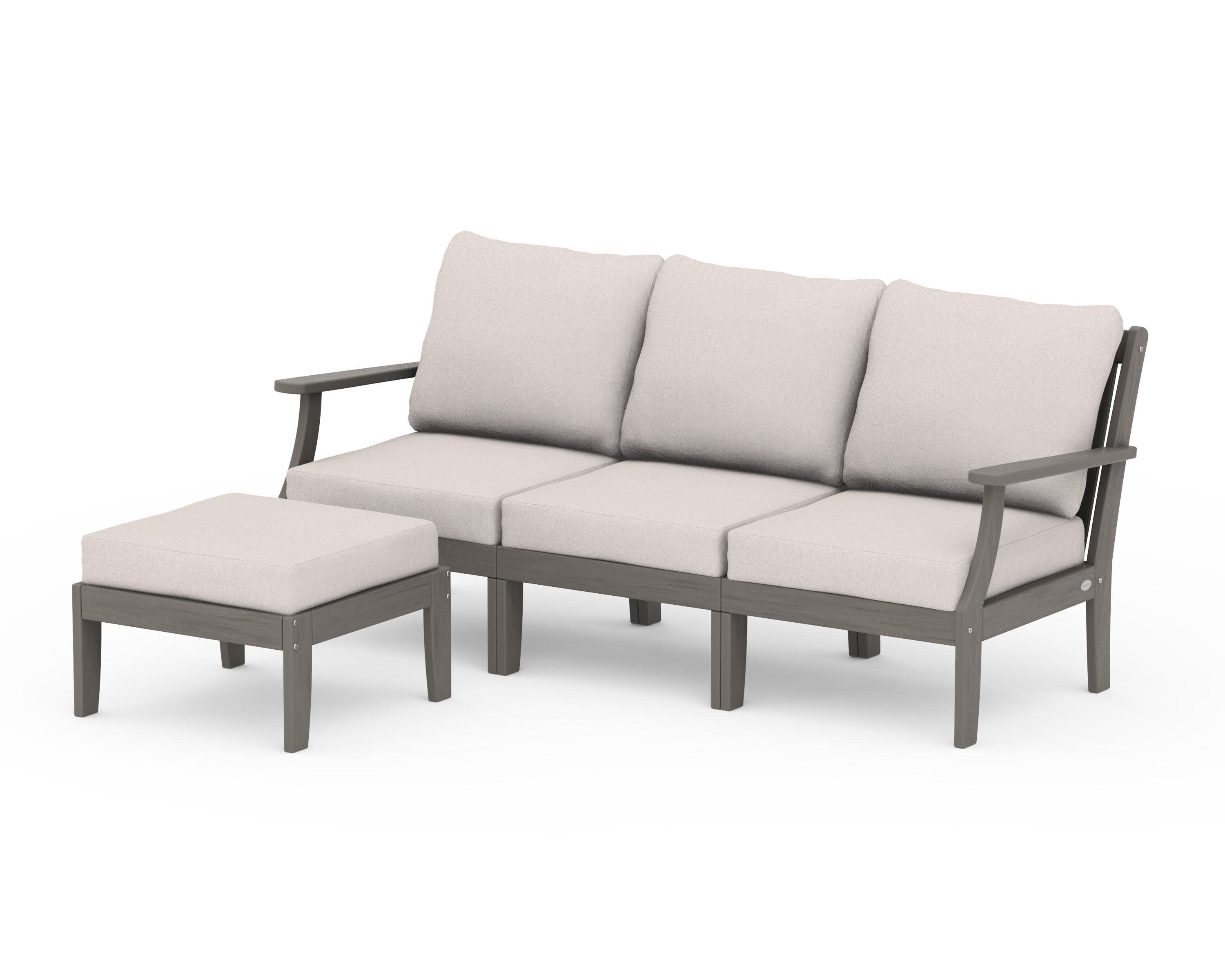 Braxton Modular 4-Piece Deep Seating Set with Ottoman in Driftwood / Dune Burlap