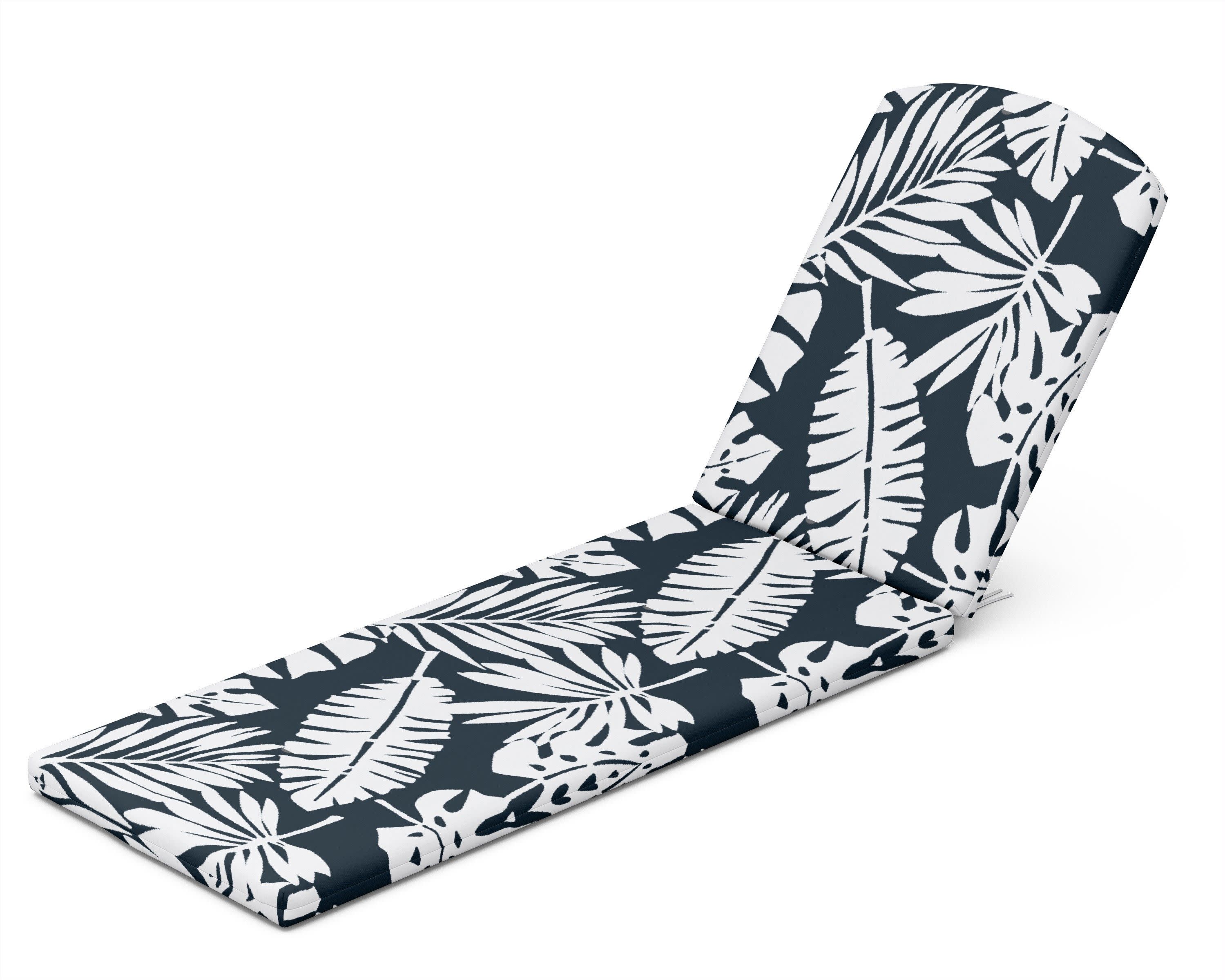 Chaise Cushion in Leaf Marine Indigo