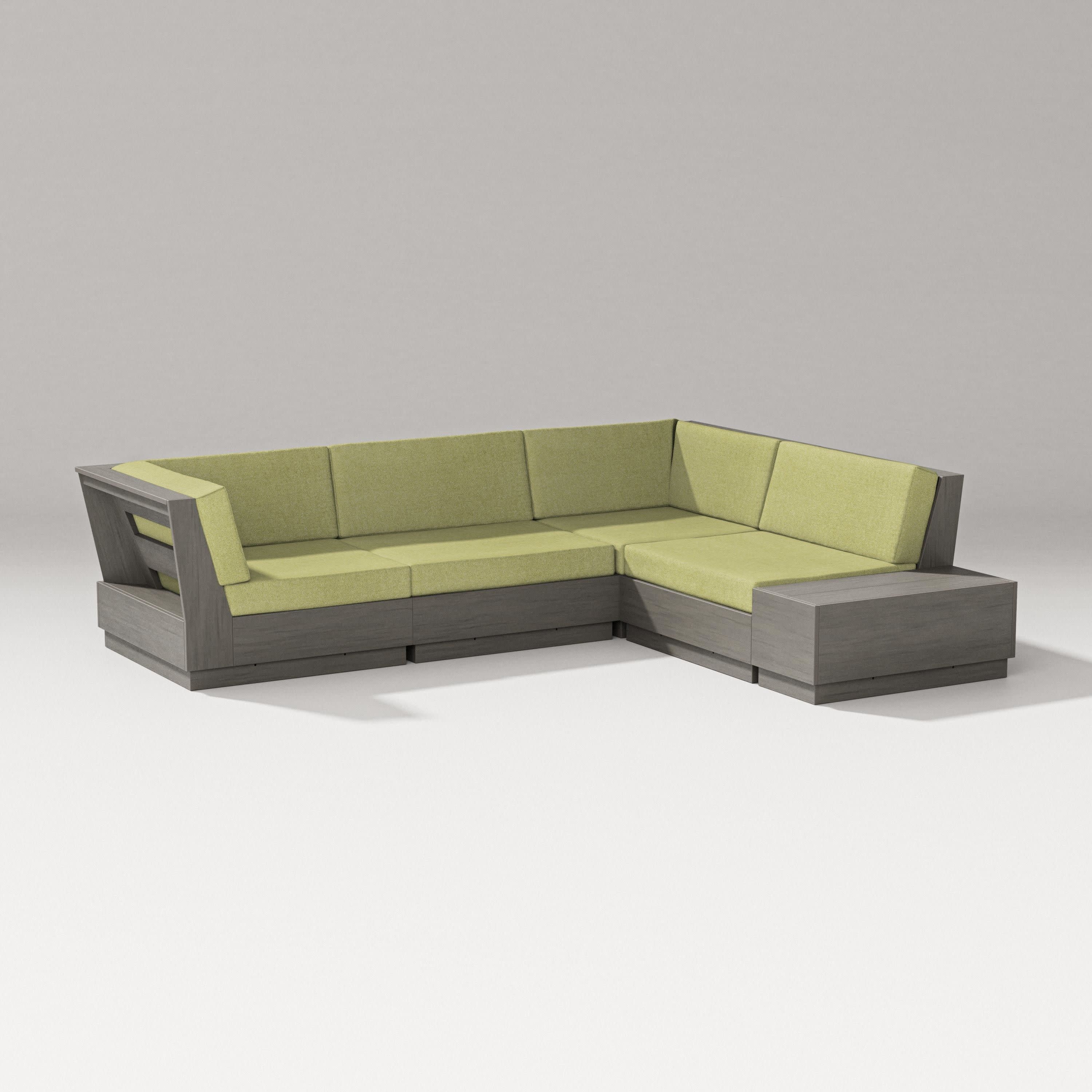 Elevate Corner Sectional in Driftwood / Chartreuse Boucle