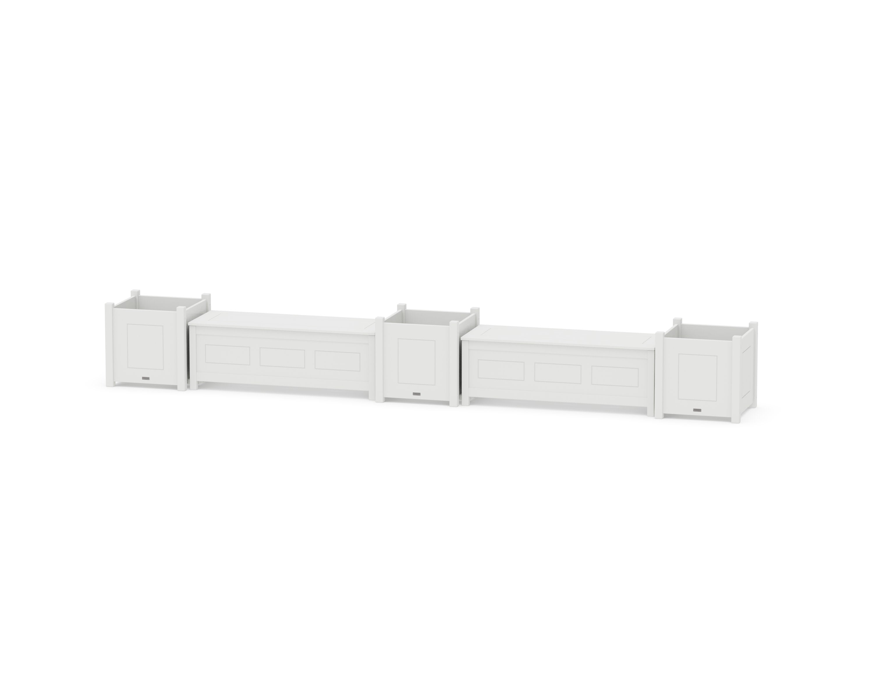 48" Country Living Straight Double Planter Storage Bench Set- Large in White